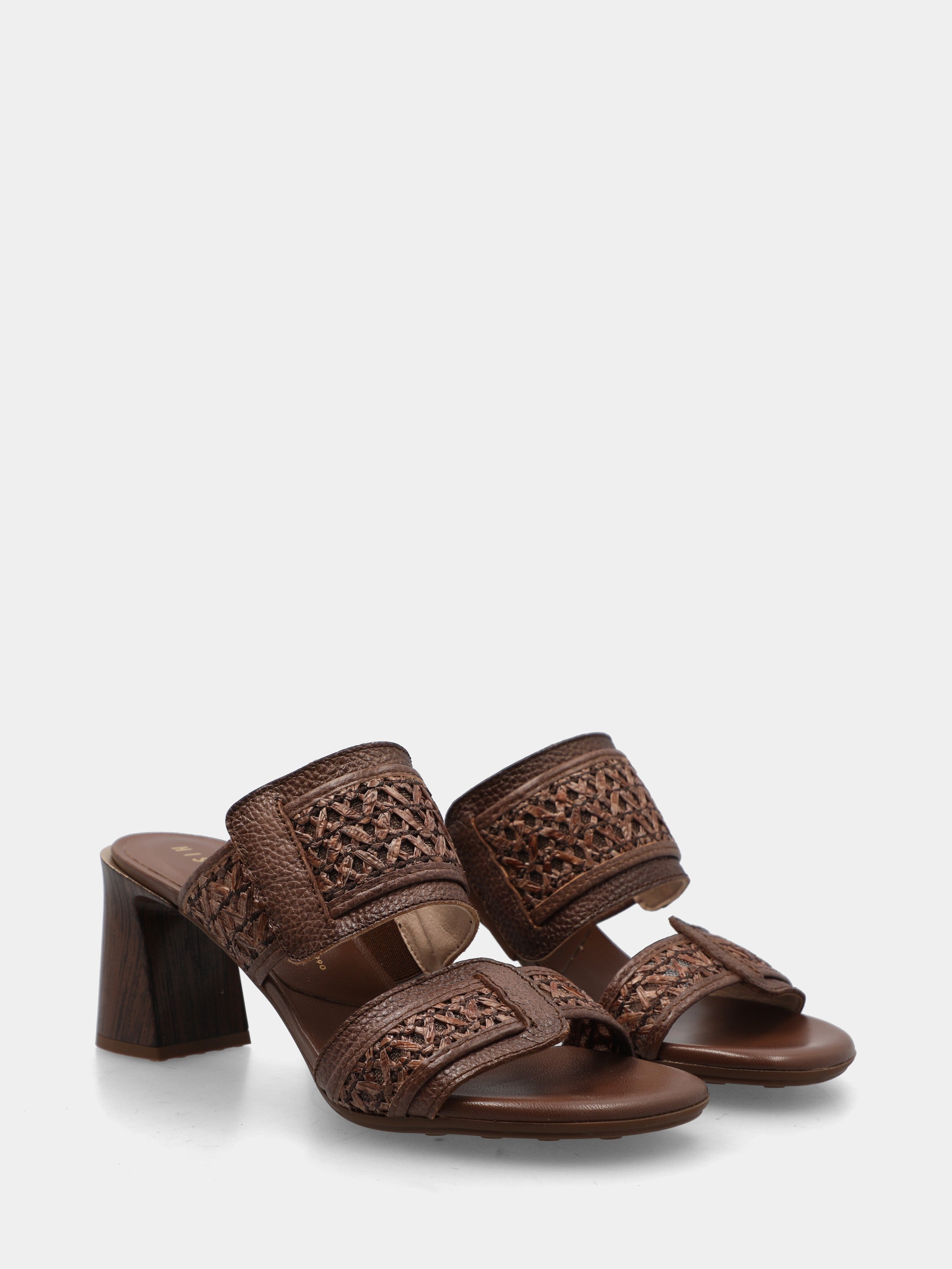 Sandalo in raffia marrone con mignon a ics