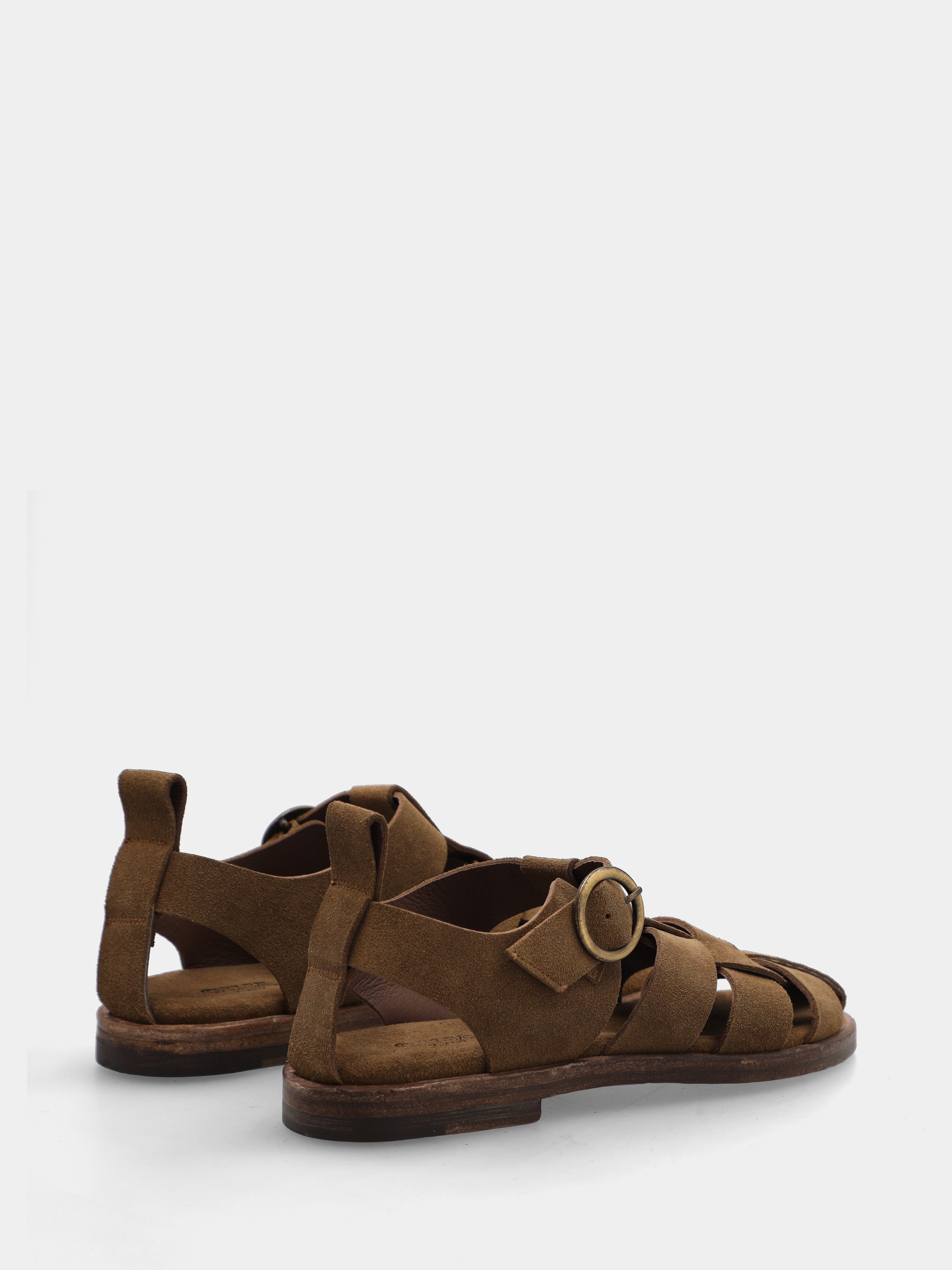 Sandalo in vitello beige con fascette incrociate