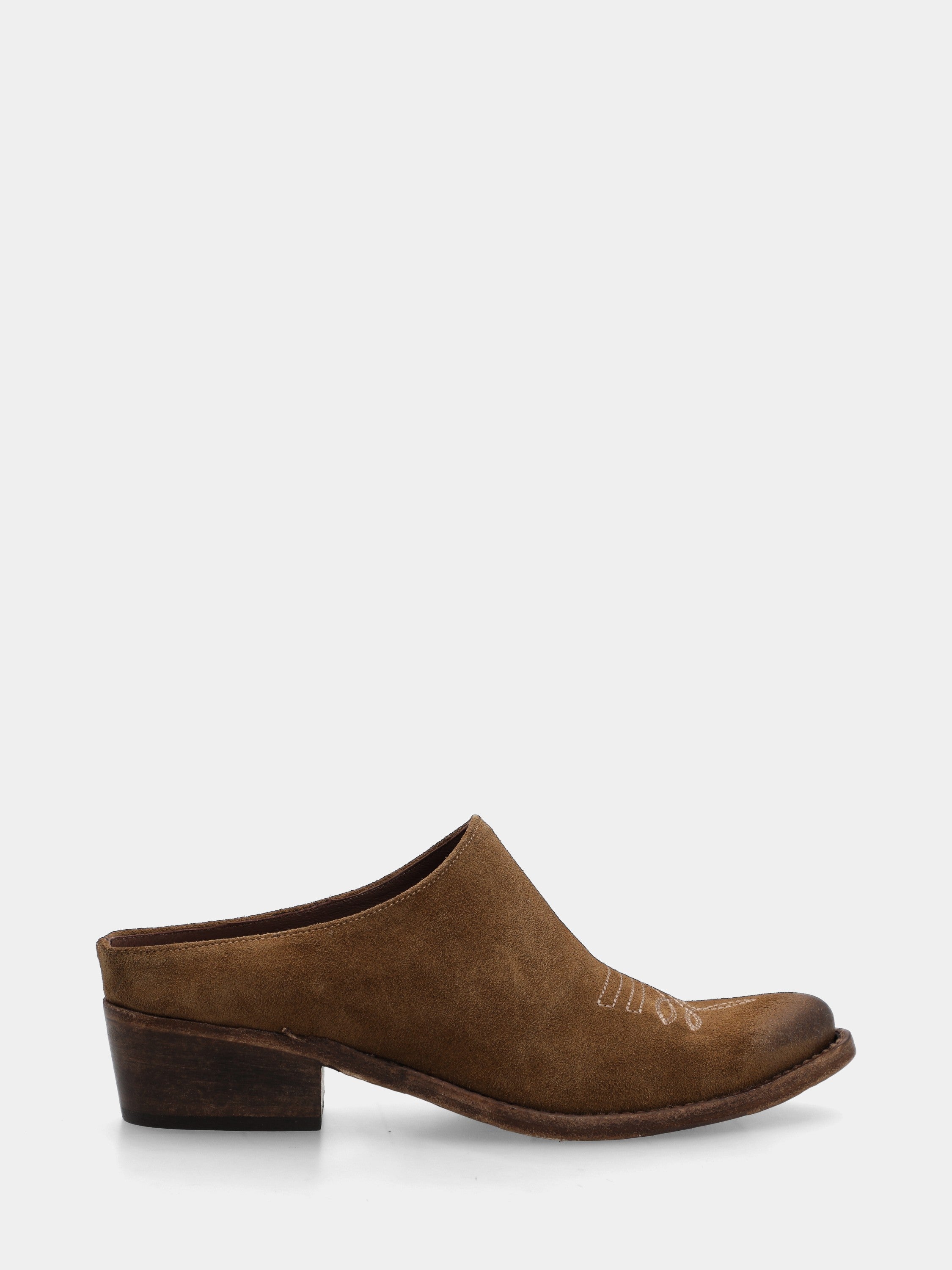 Cowboystiefel Sabot aus Wildleder in Schlammfarbe mit Stickerei