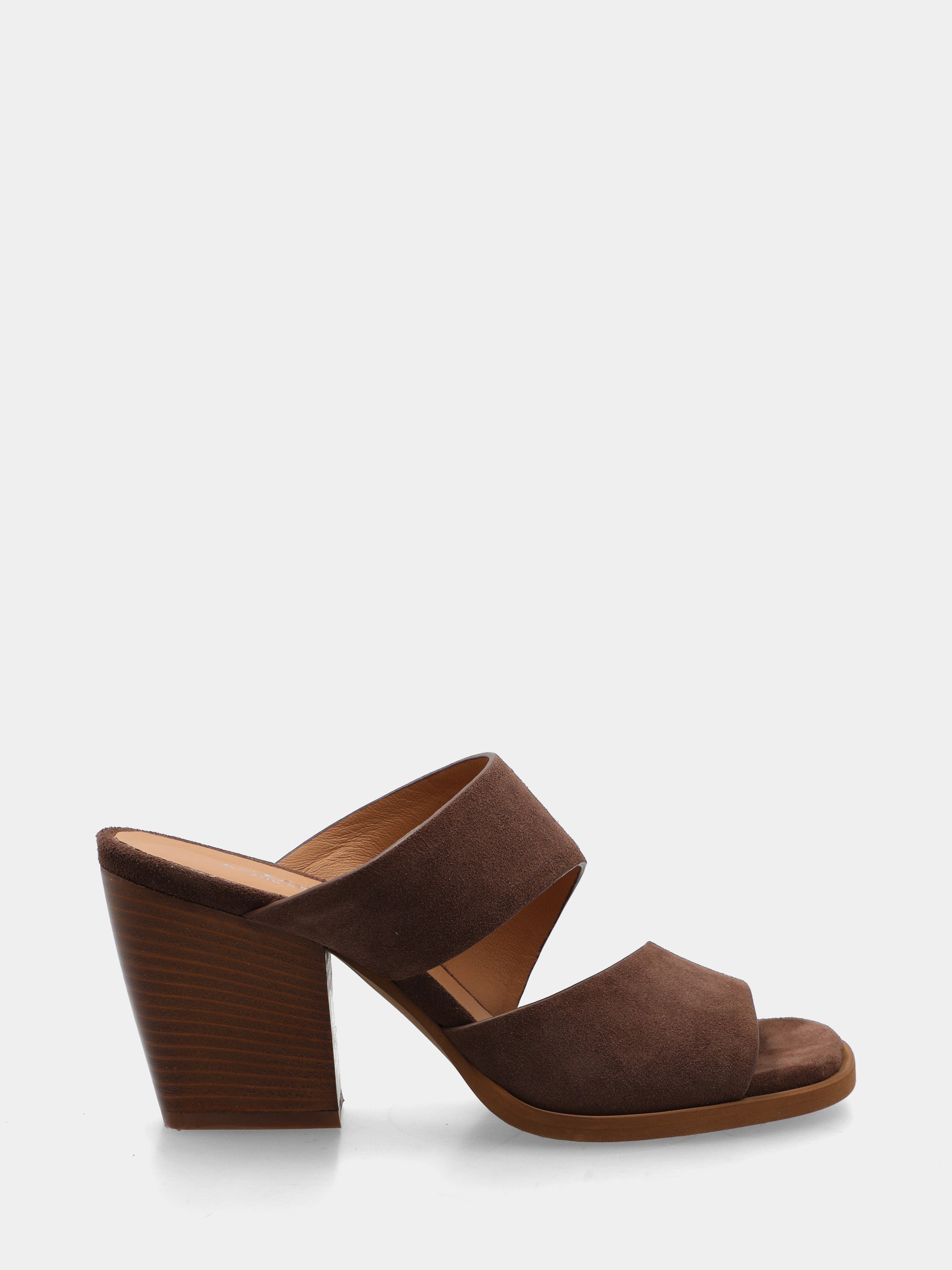 Sandalo in velour testa di moro con tacco a blocco