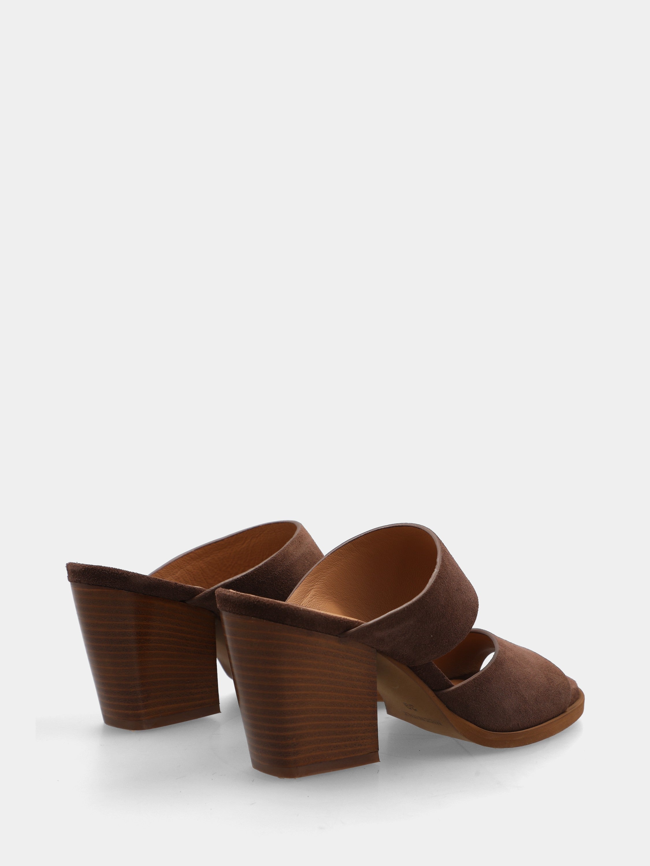 Sandalo in velour testa di moro con tacco a blocco