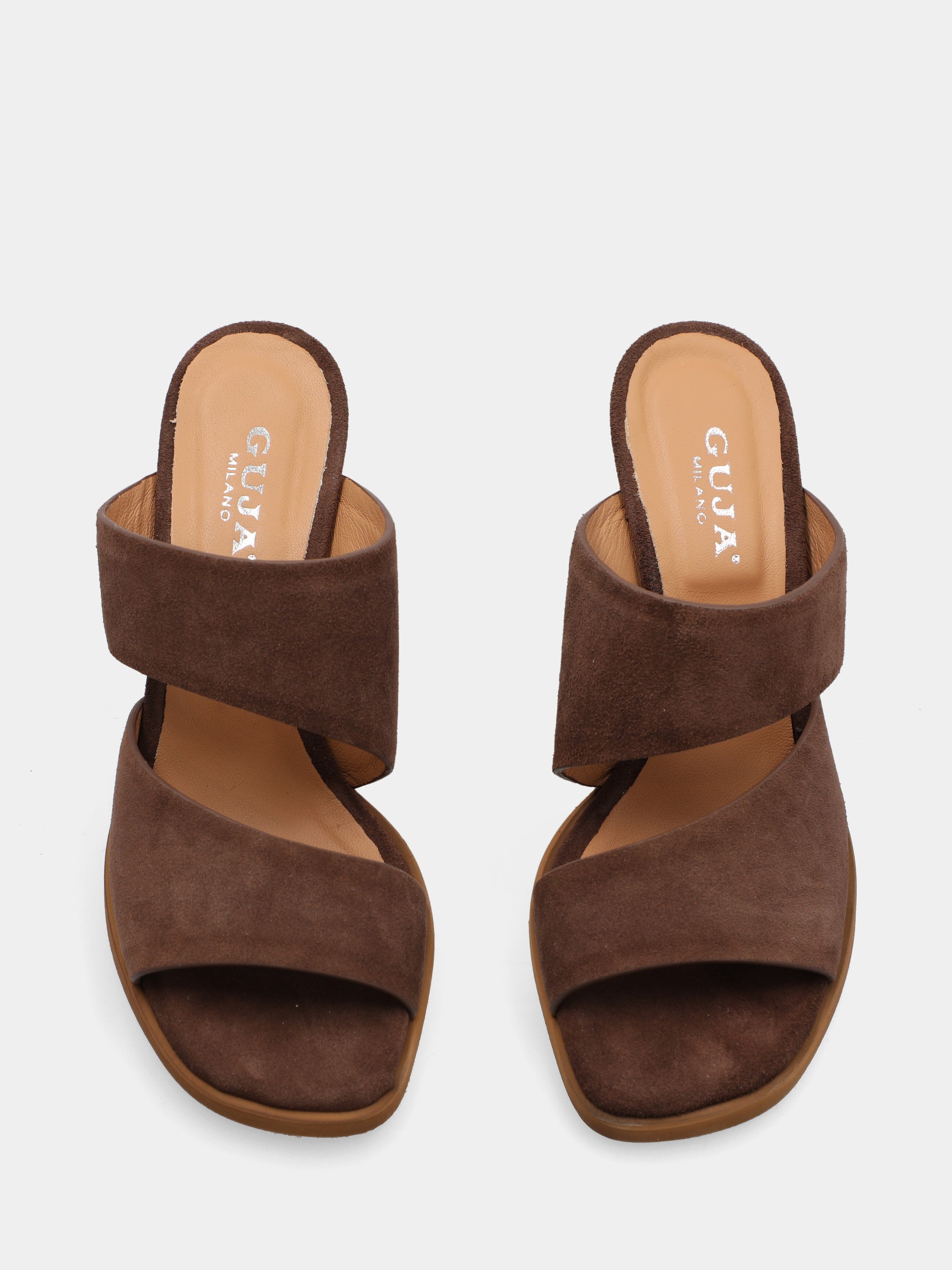 Sandalo in velour testa di moro con tacco a blocco