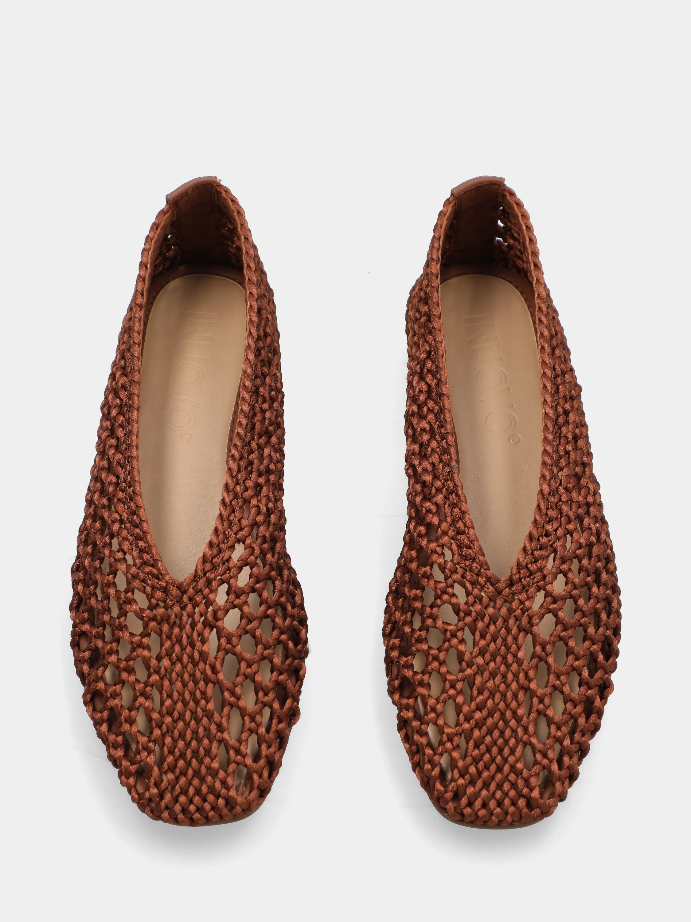 Ballerina in raffia bronzo con tomaia intrecciata