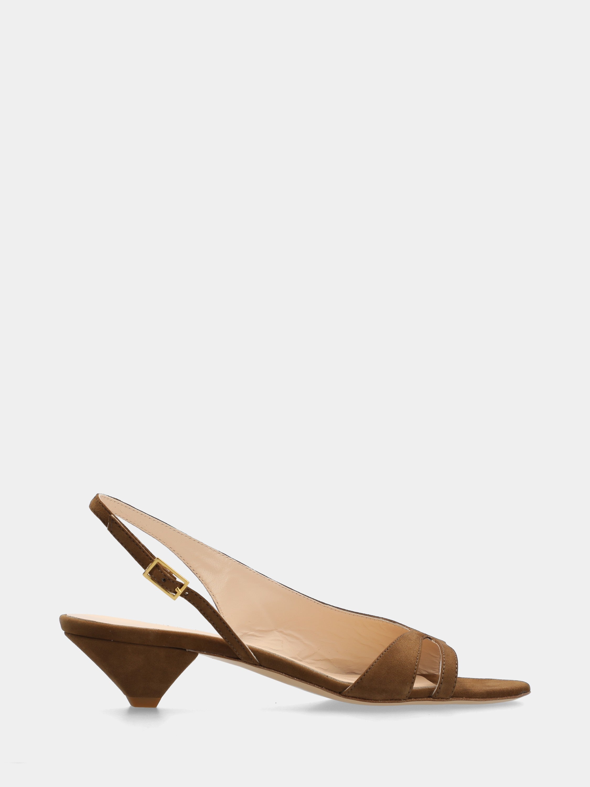 Sandalo in nappa beige con scollo asimmetrico
