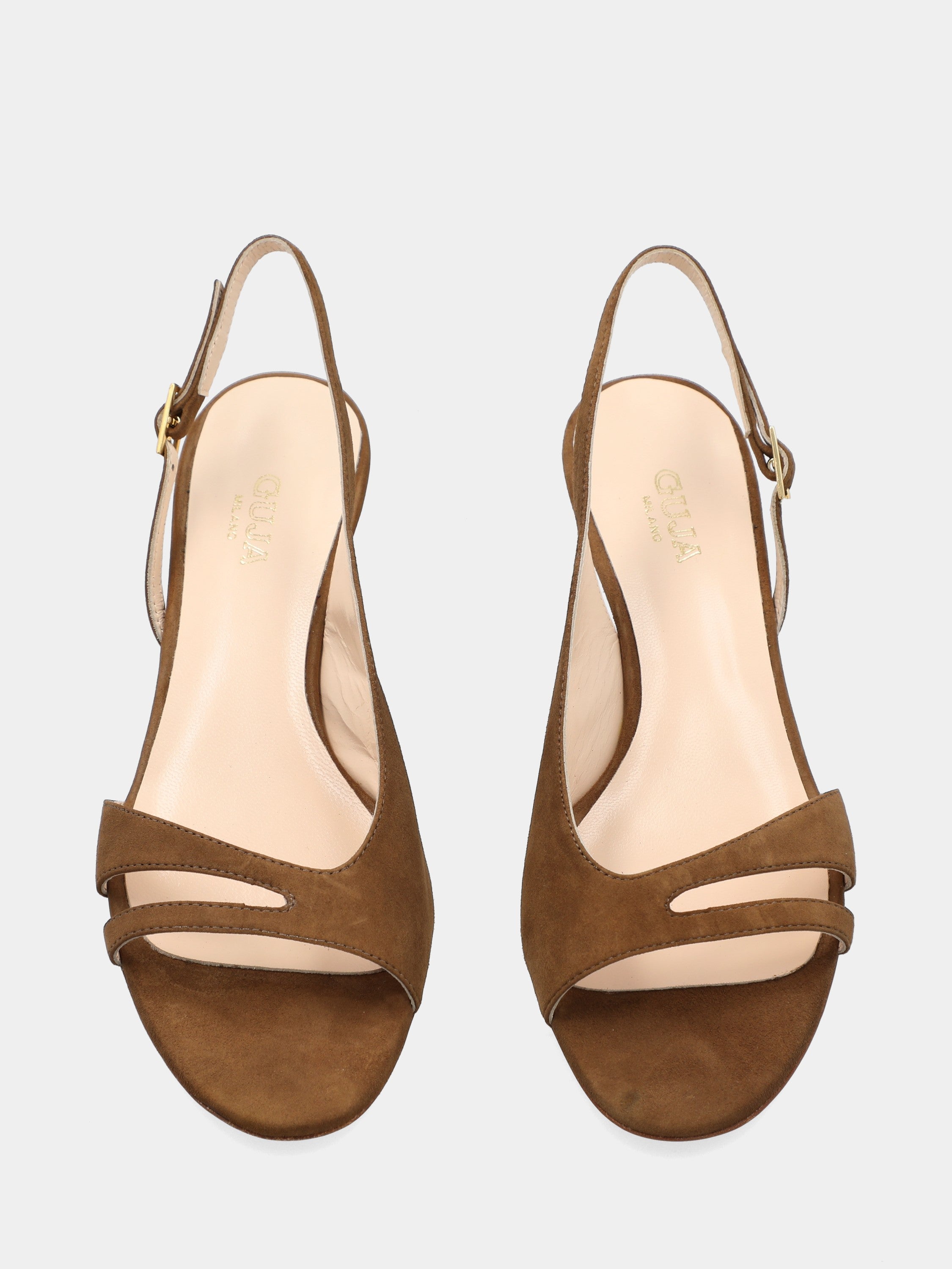 Sandalo in nappa beige con scollo asimmetrico