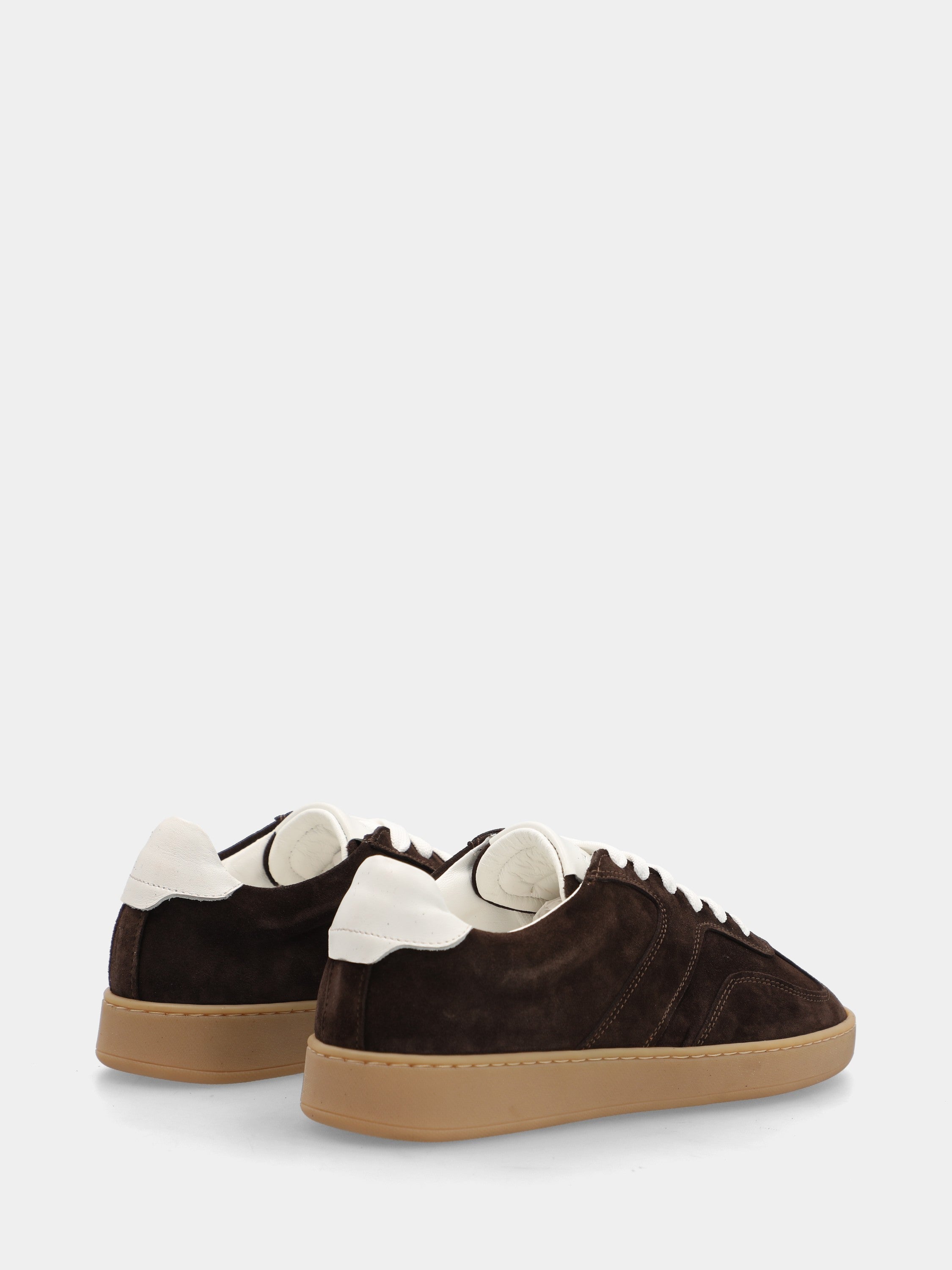 Velour dark brown sneakers with stitched box sole