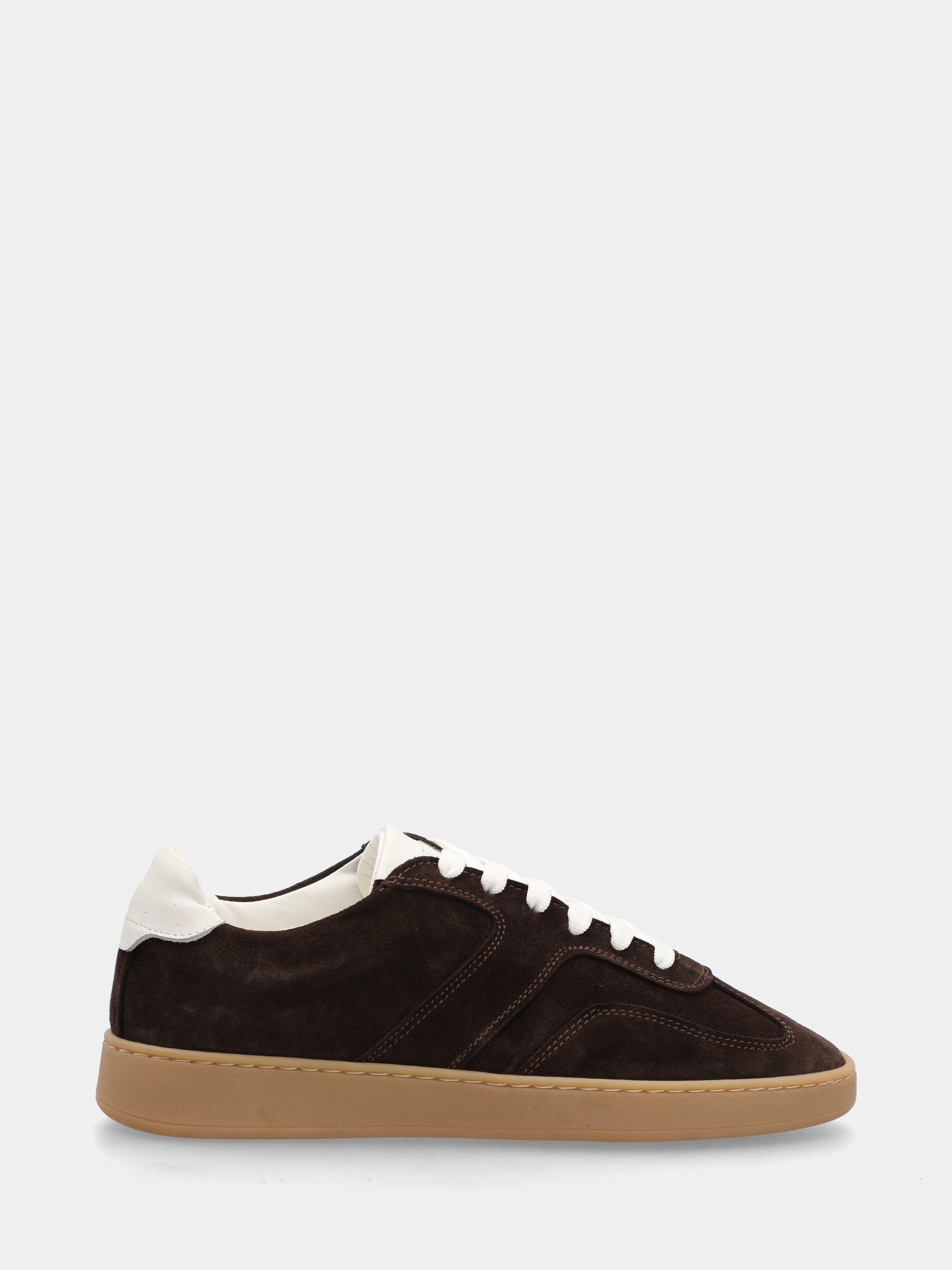Velour dark brown sneakers with stitched box sole