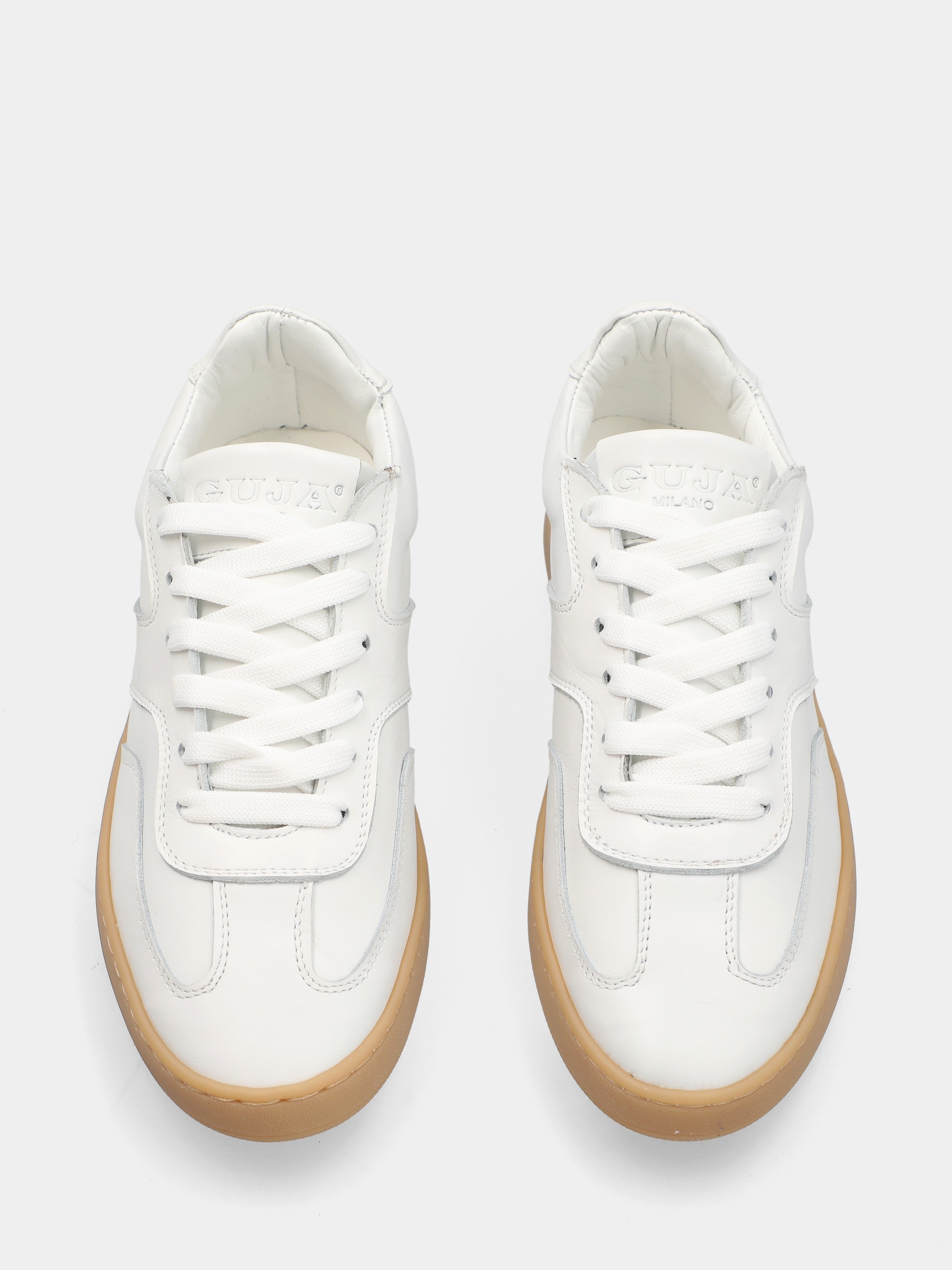 White nappa leather sneaker with stitched box sole