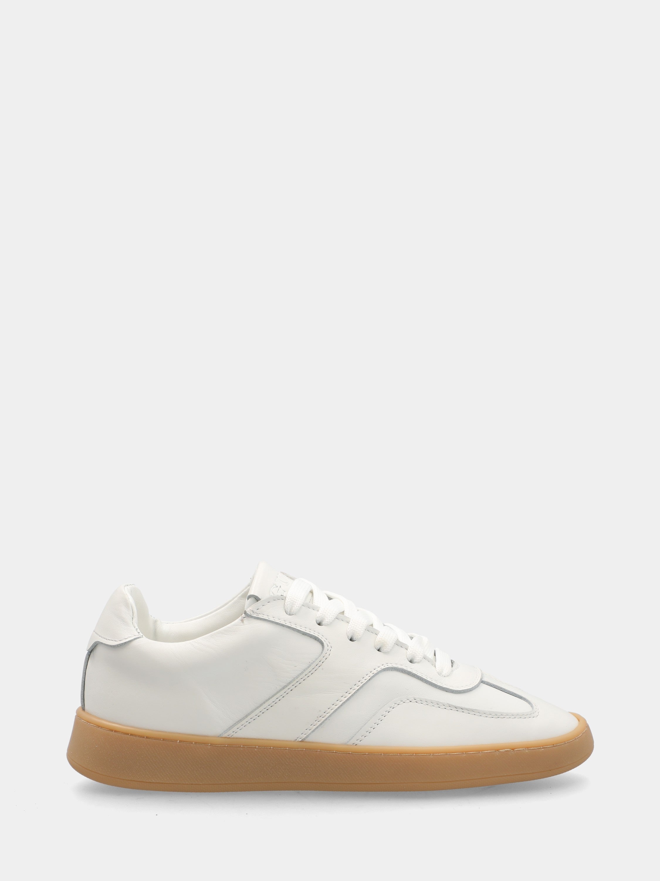 White nappa leather sneaker with stitched box sole