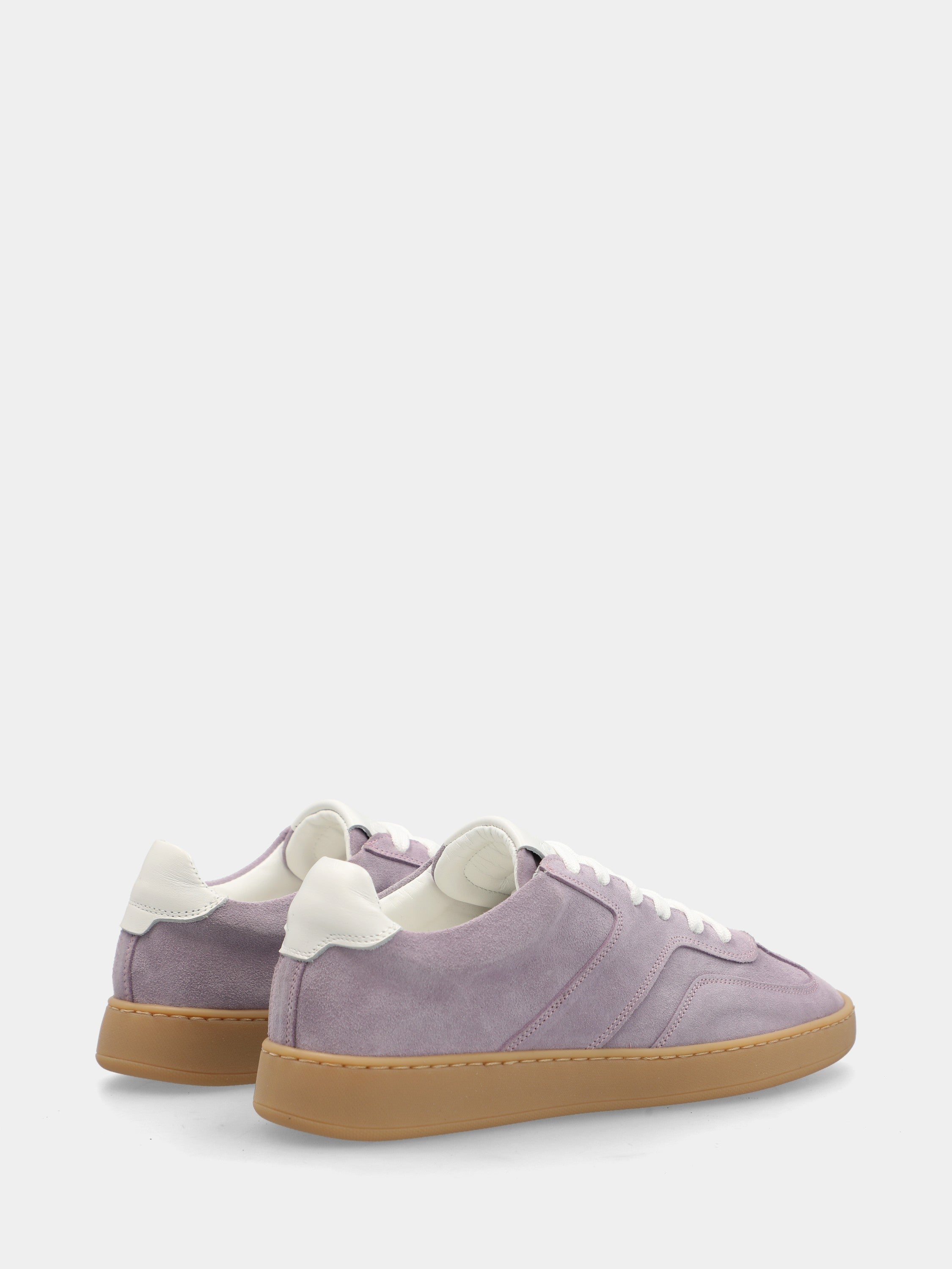 Velour mauve sneaker with stitched box sole