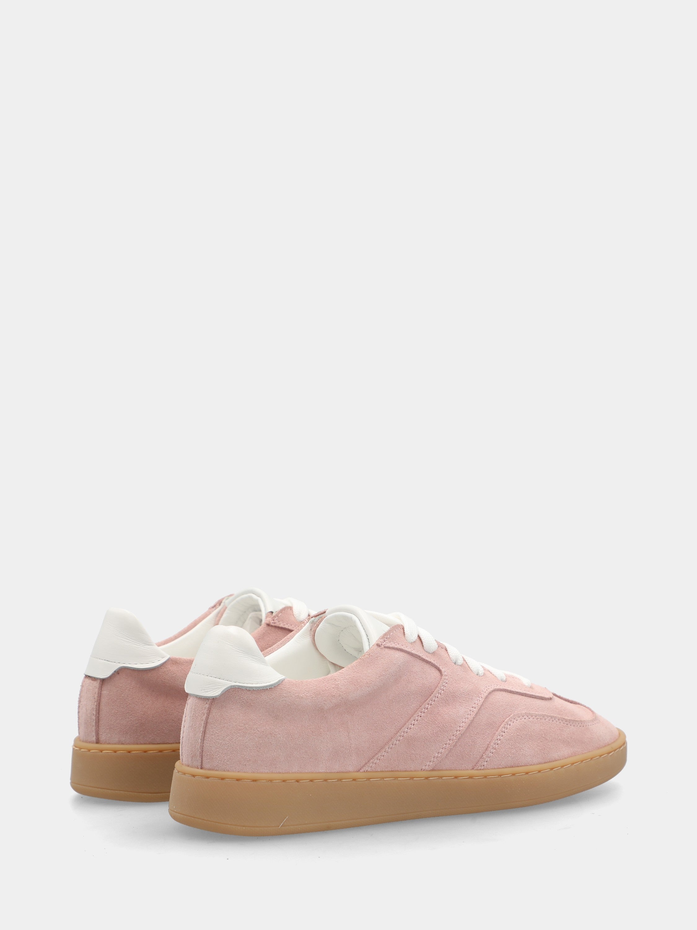 Sneaker in velour rosa con fondo a cassetta cucito