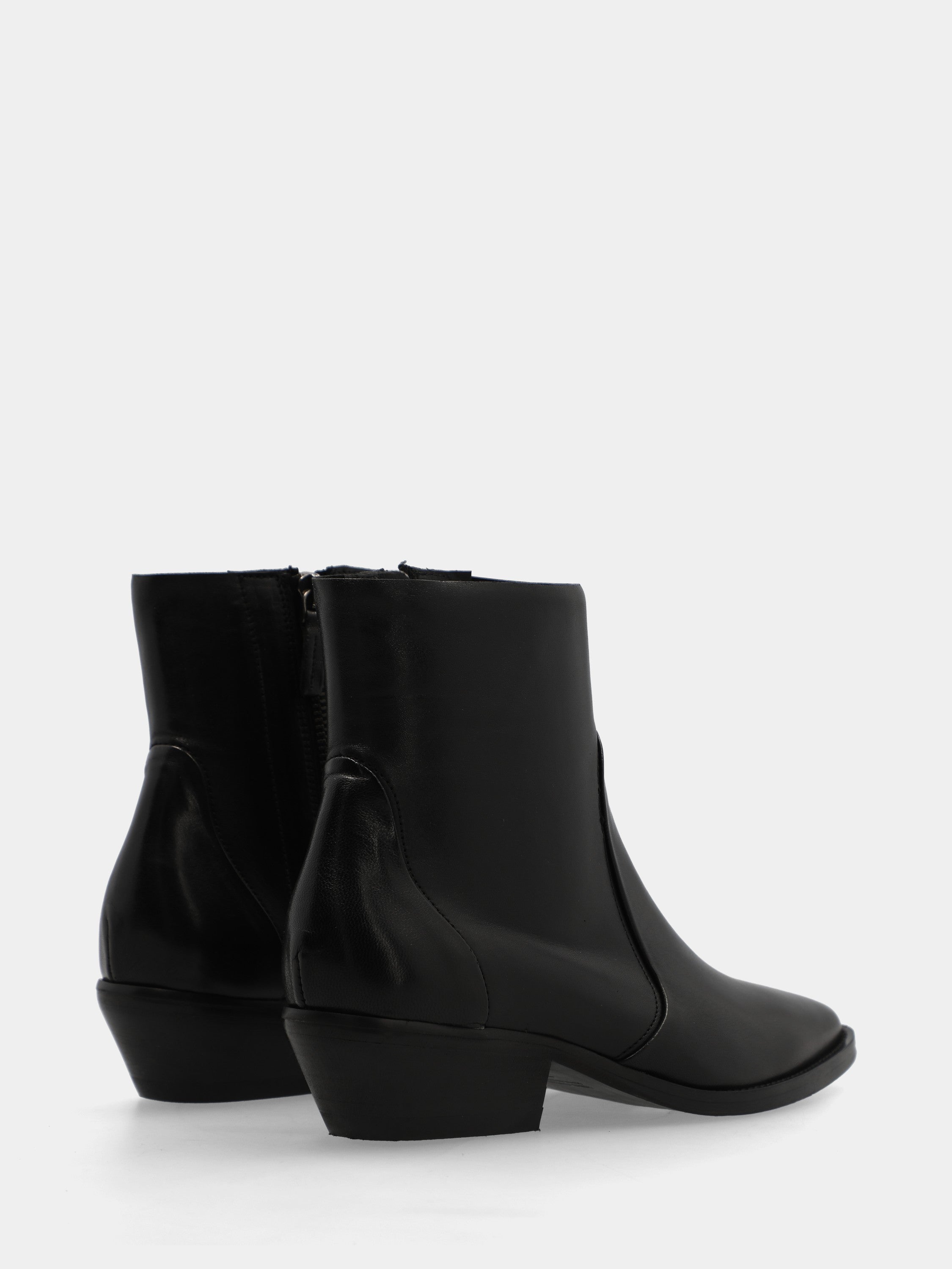Black calf Western ankle boot with monoblock sole
