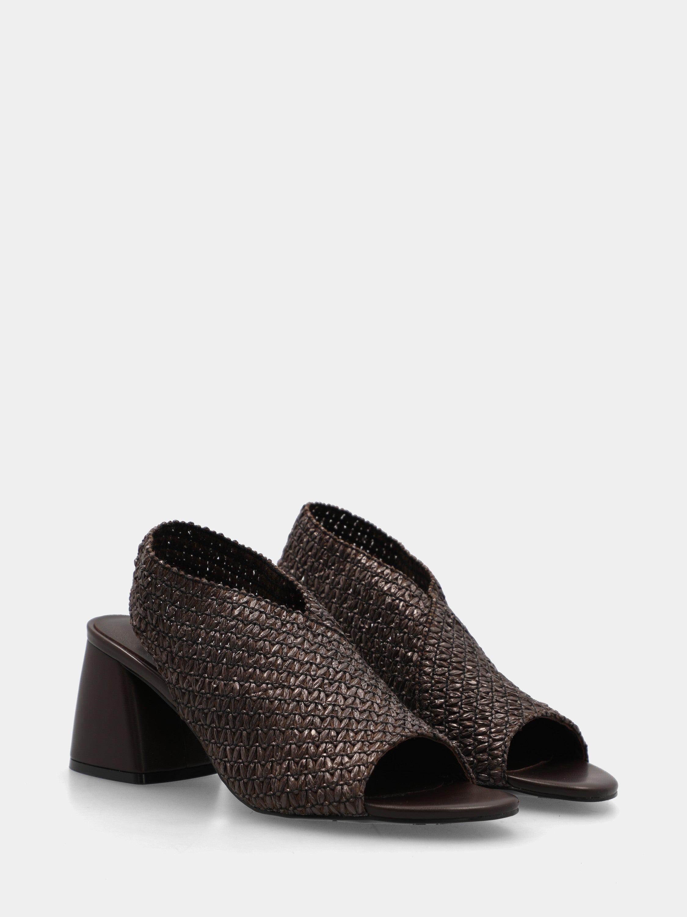 Sandalo a tronchetto in vitello testa di moro con tacco a blocco