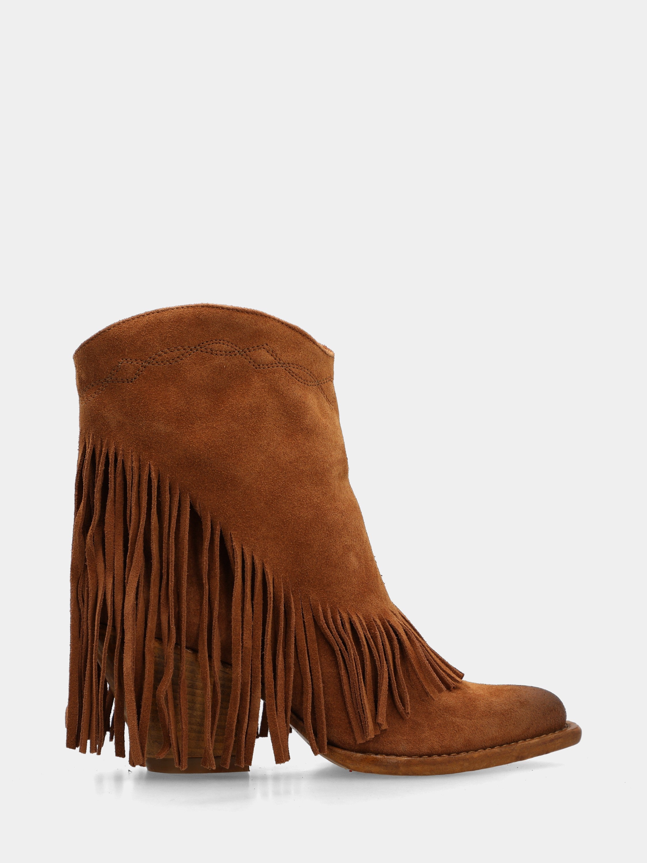 Campero in suede marrone con frange sul risvolto