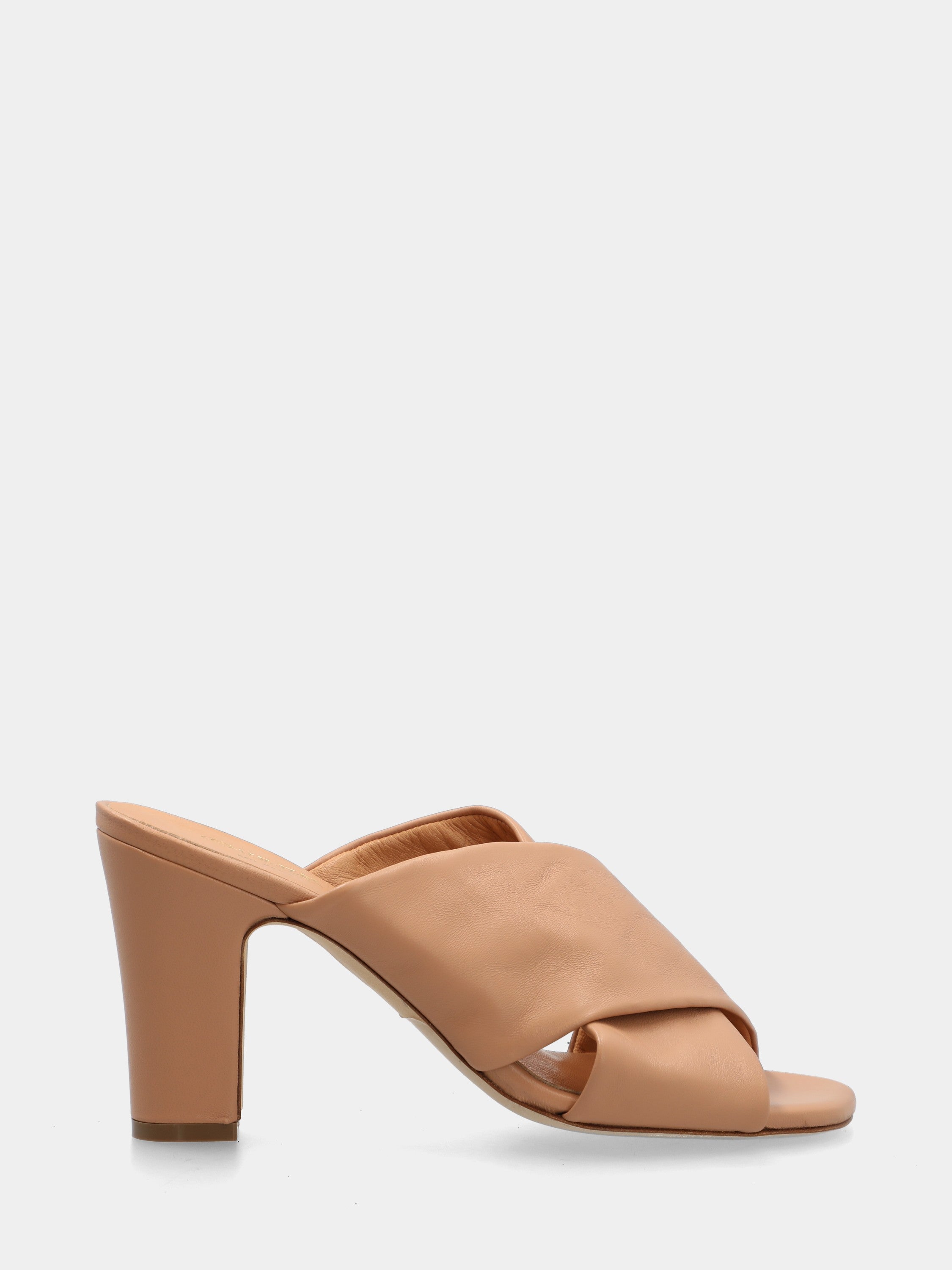Ciabatta in nappa beige con fasce incrociate