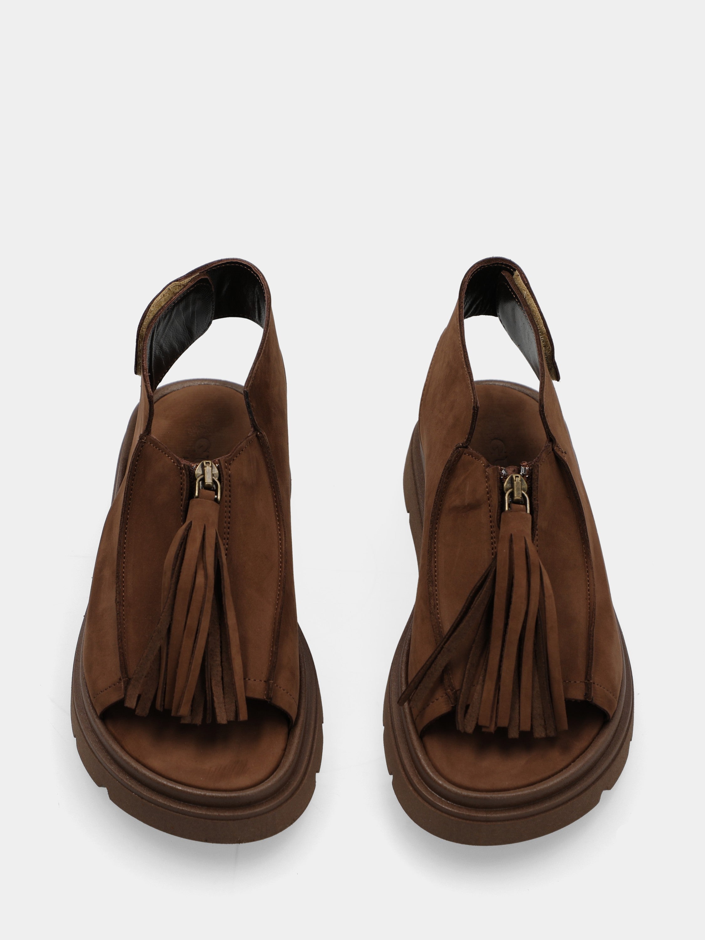 Nubuk-Sandalette in Dunkelbraun mit Plateau und Fußbett