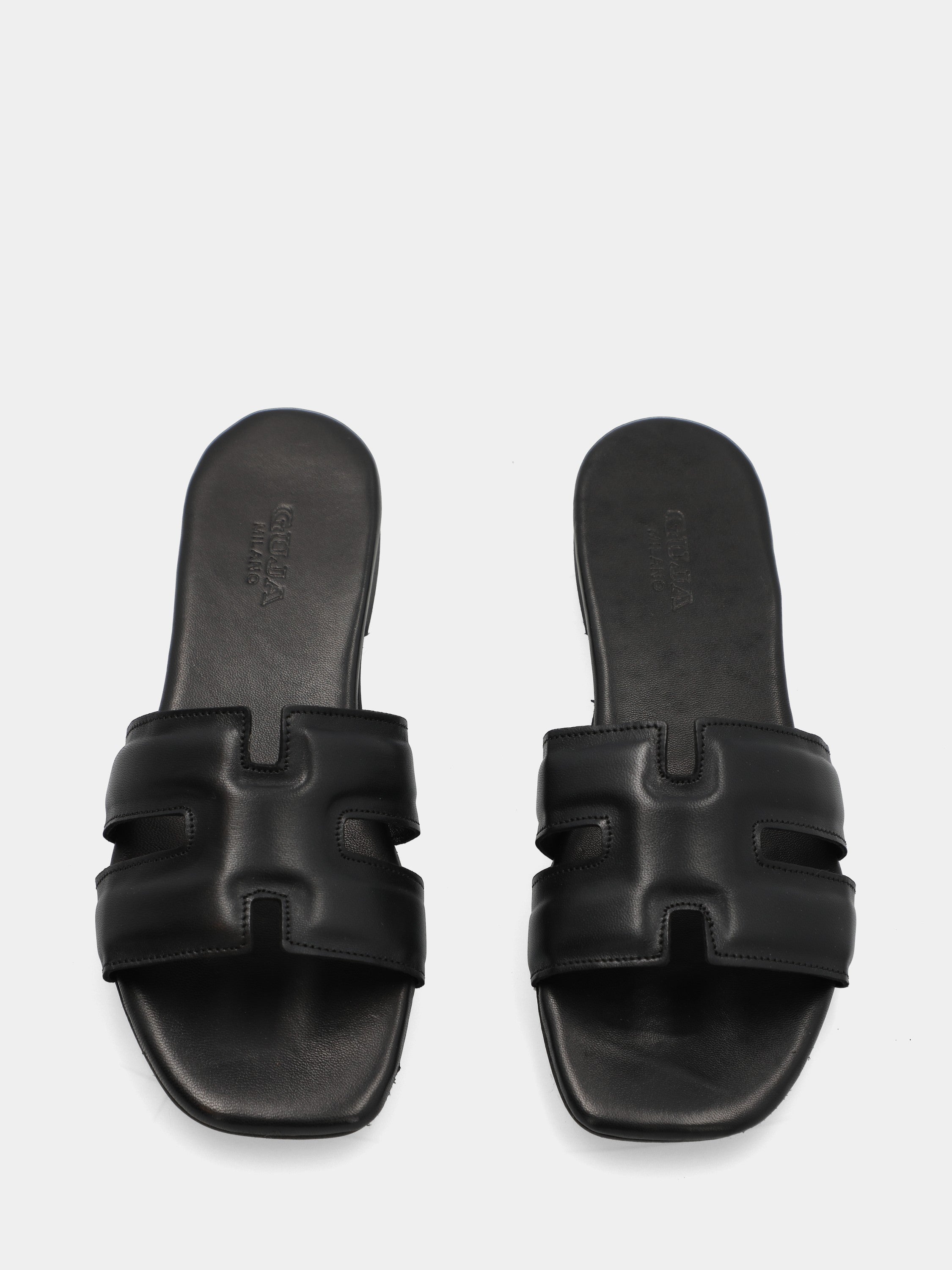 Ciabattina in vitello nero con fascia a ics