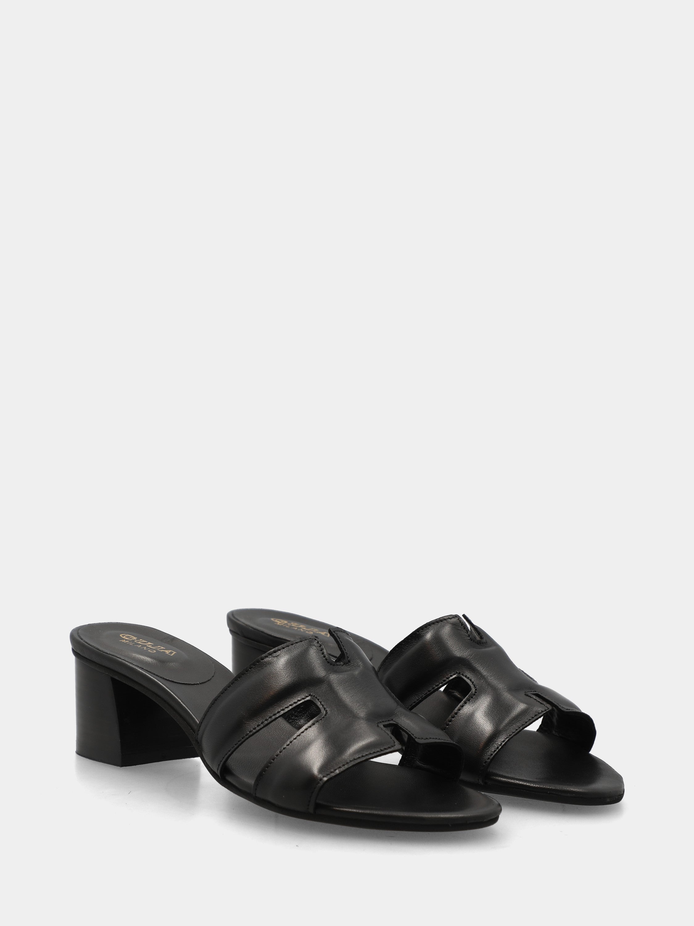 Ciabattina in vitello nero con fascia a ics