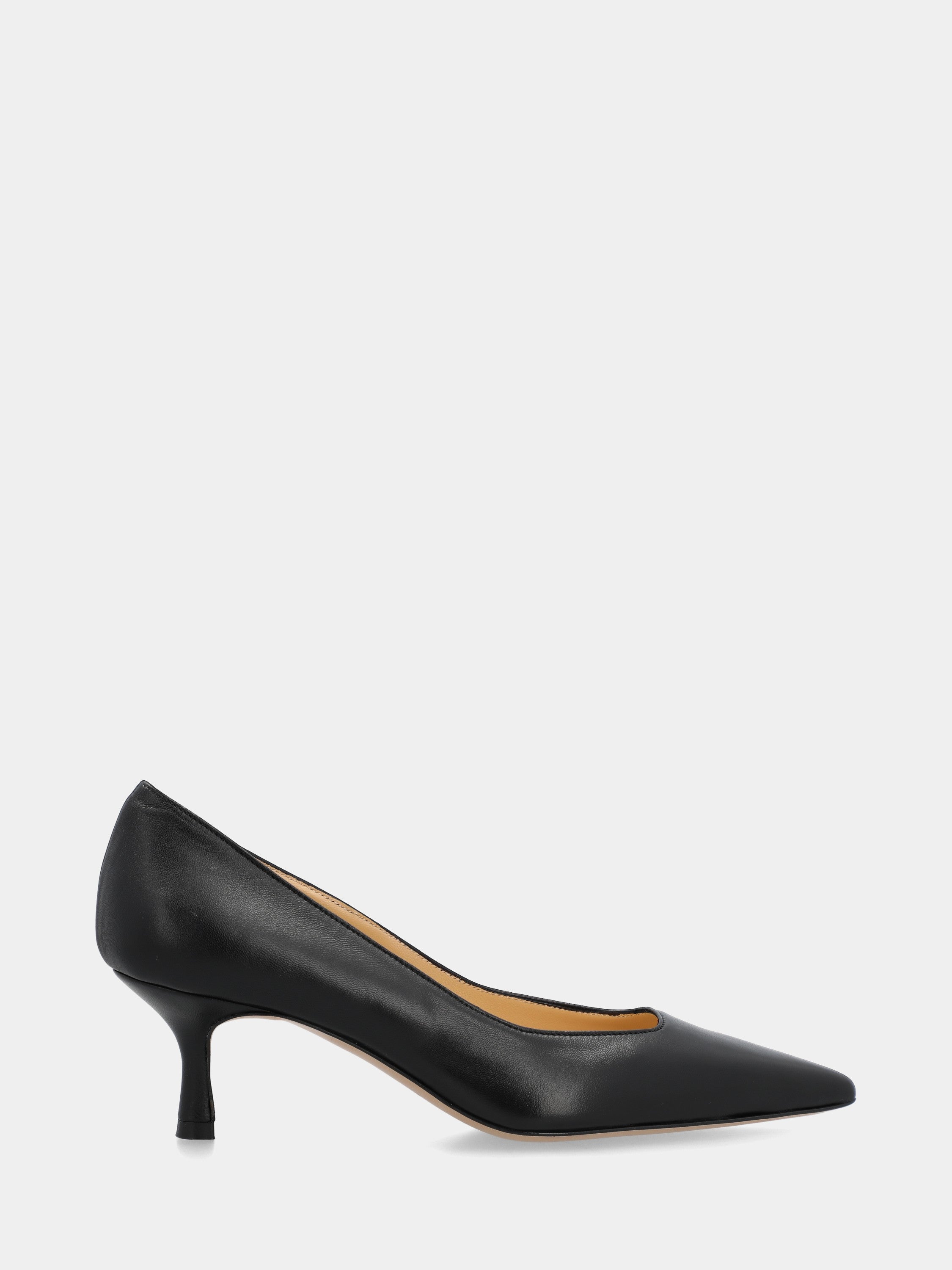 Black nappa pumps with 55mm tail heel and cup heel