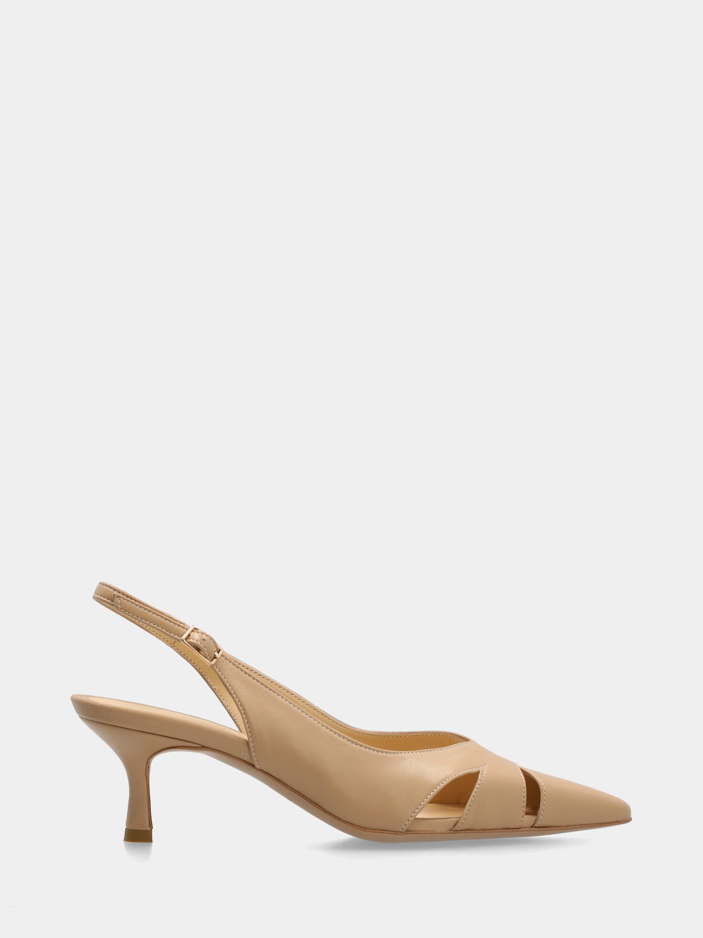 Slingback in verlux nude con tacco a calice 55mm a coda