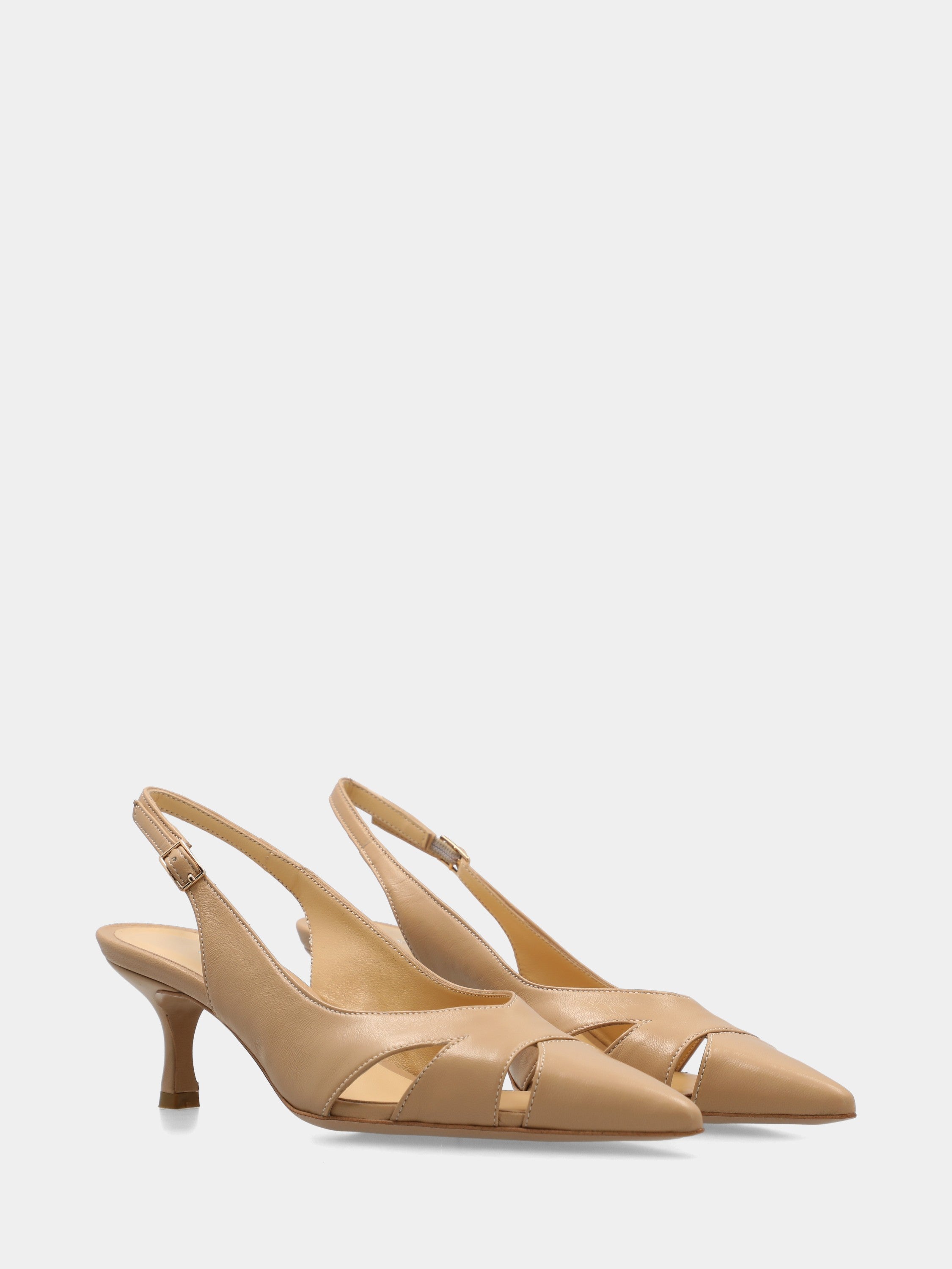 Slingback in verlux nude con tacco a calice 55mm a coda