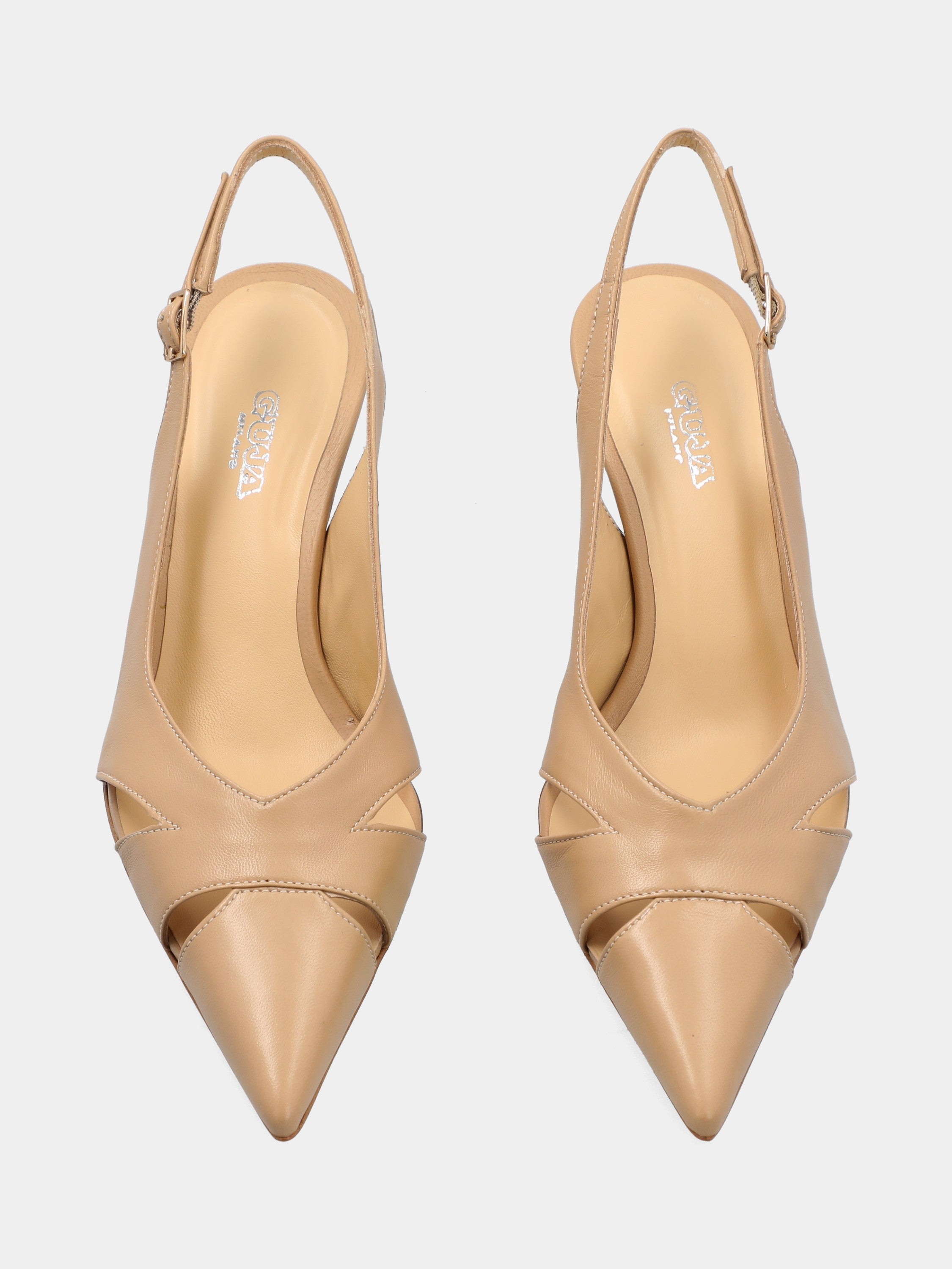 Slingback in verlux nude con tacco a calice 55mm a coda