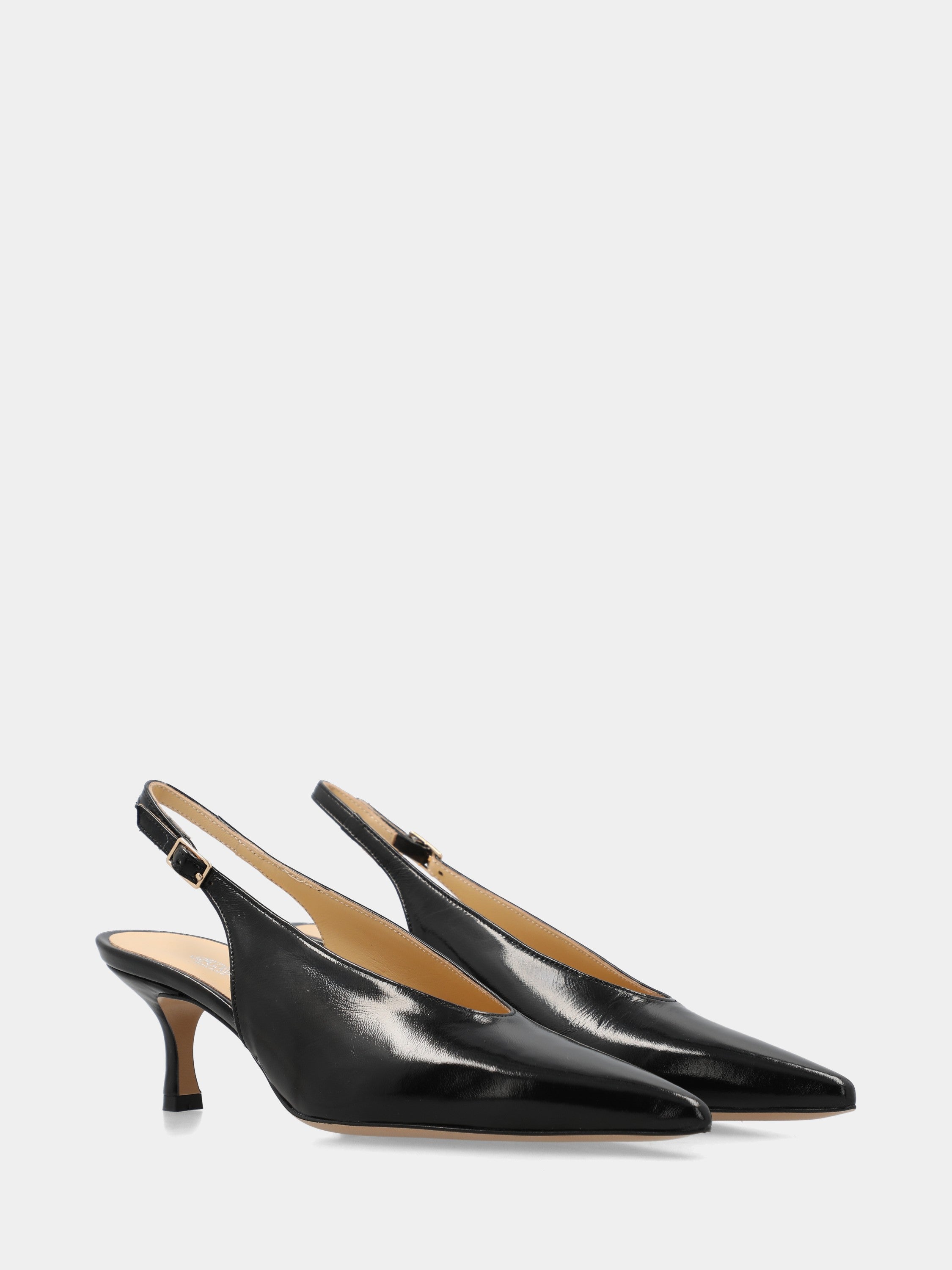 Slingback in verlux nero con scollo a uovo e tacco 55mm