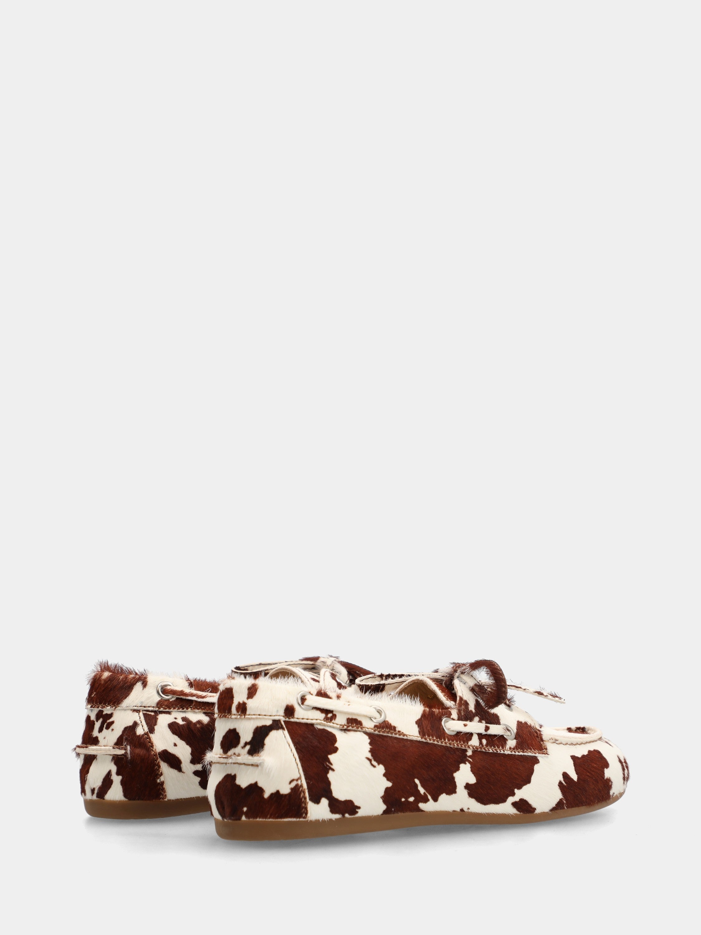 Flache Bootsschuhe aus Ponyfell-Leder Miuccato mit Gummisohle