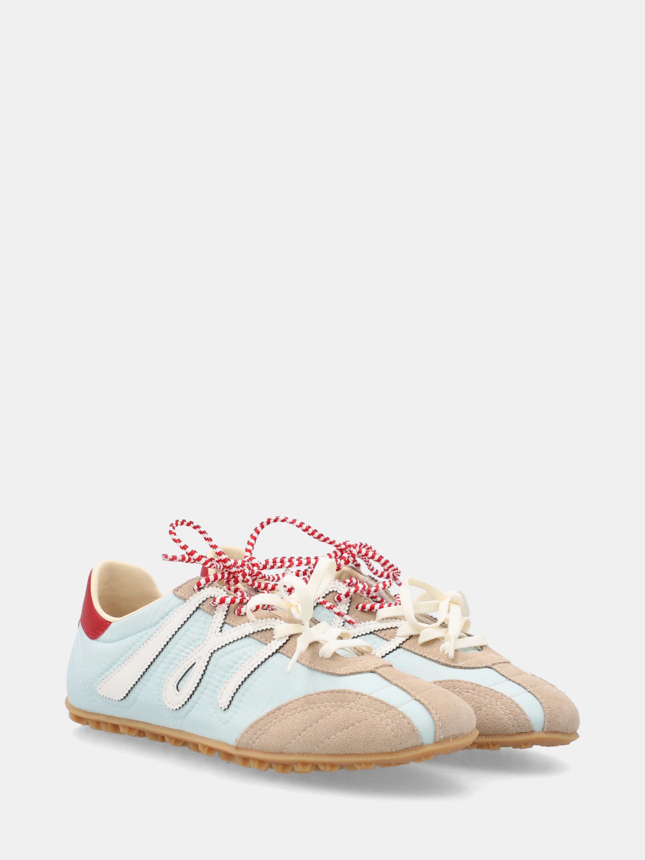 Flat sneaker in blue nylon with wavy trims