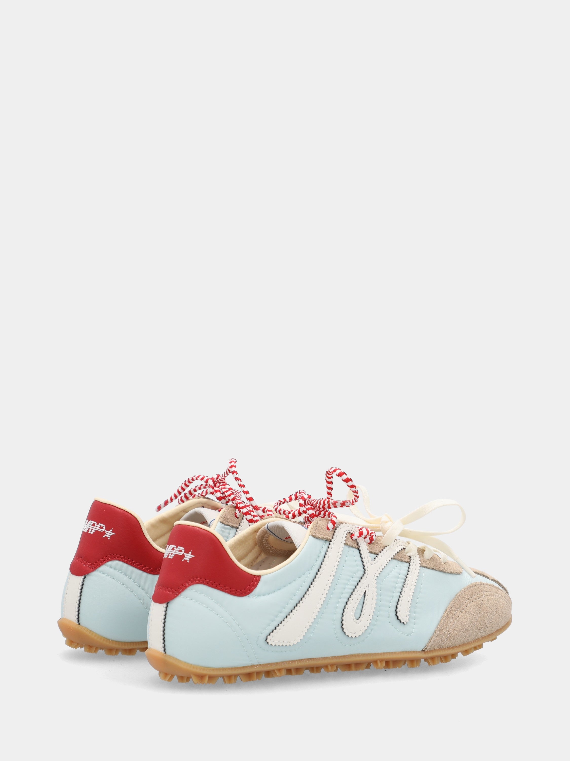 Flat sneaker in blue nylon with wavy trims
