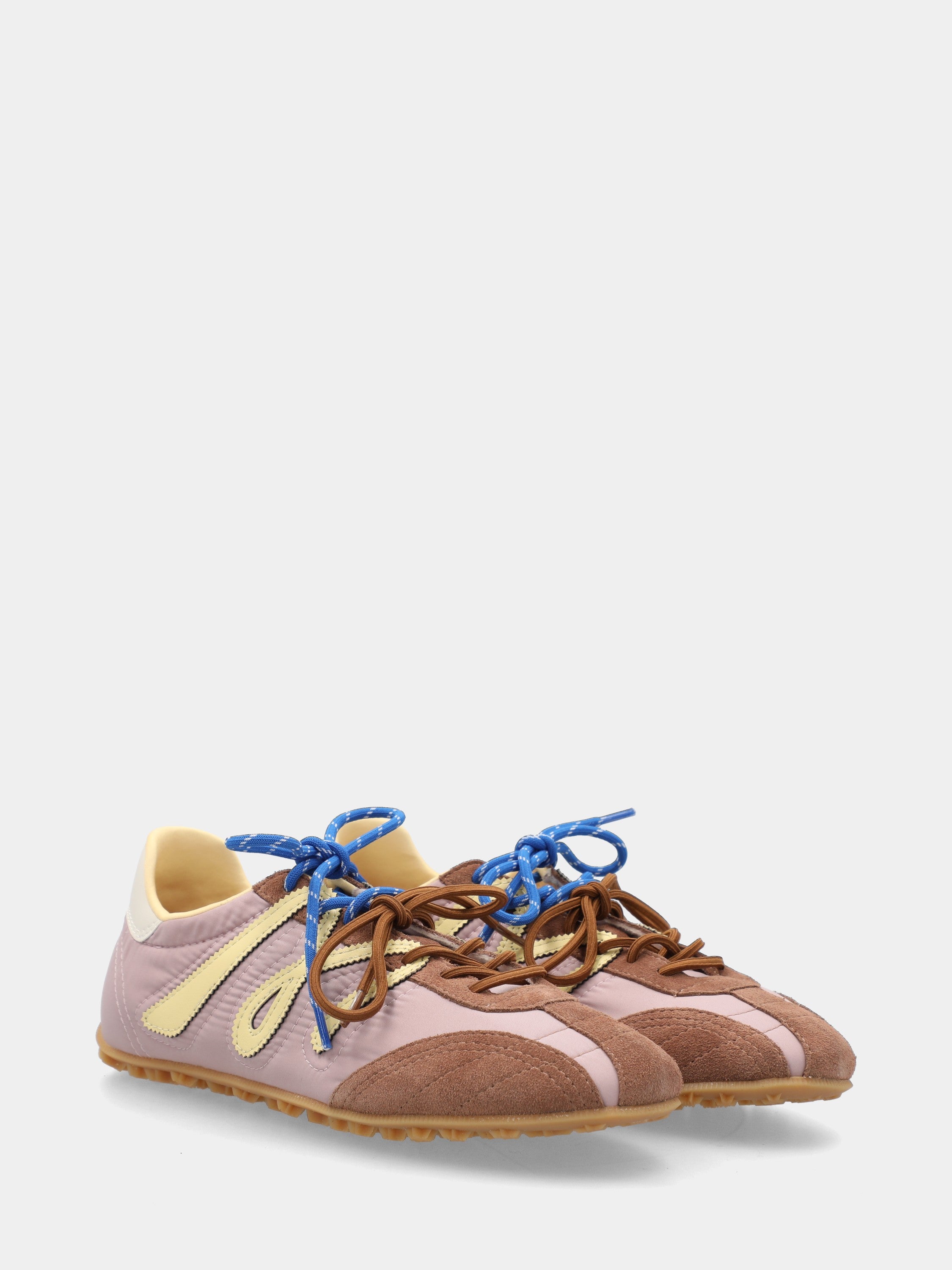 Sneaker flat in nylon lilla con riporti ondulati
