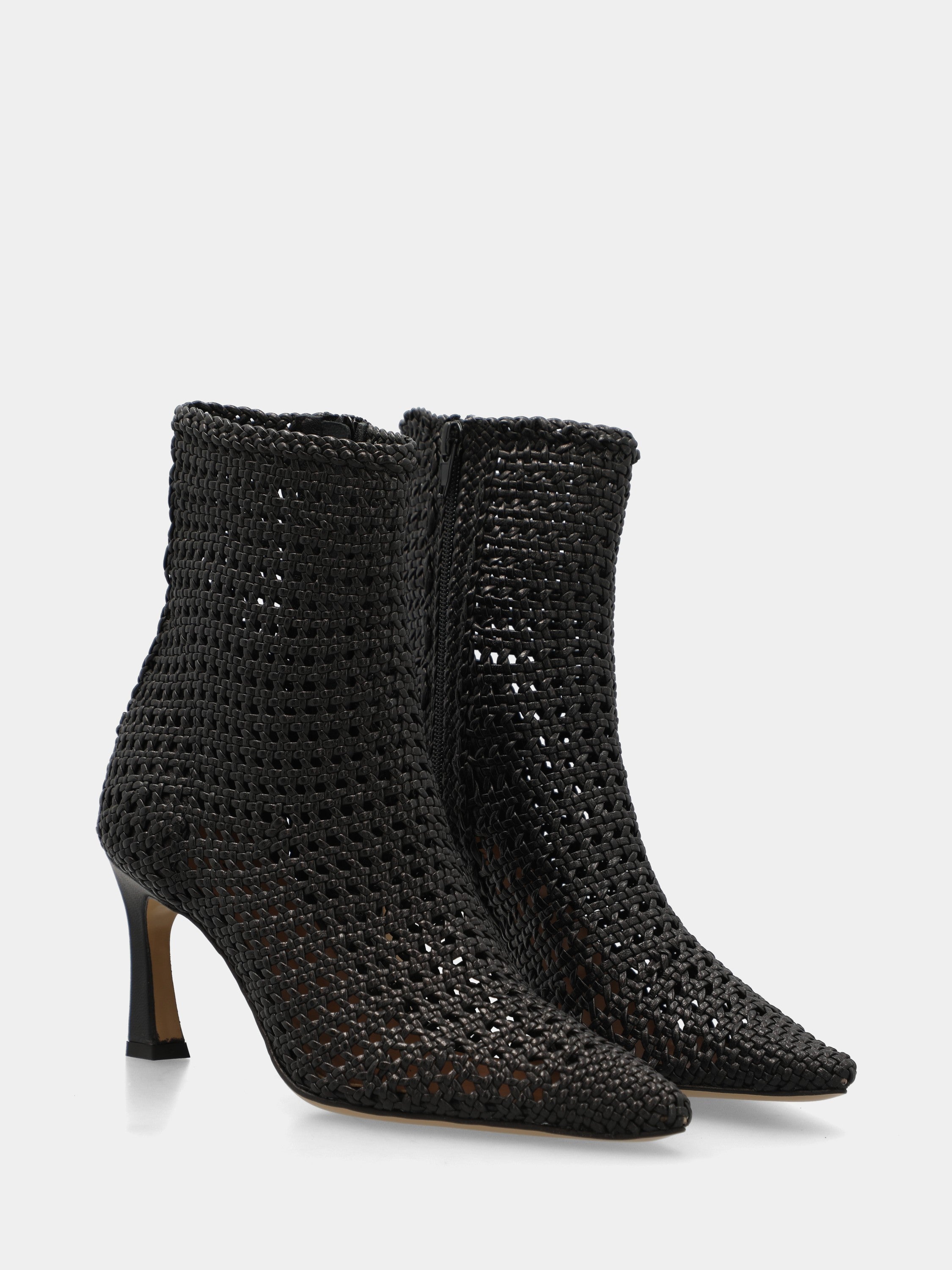 Black nappa ankle boot with hammer heel