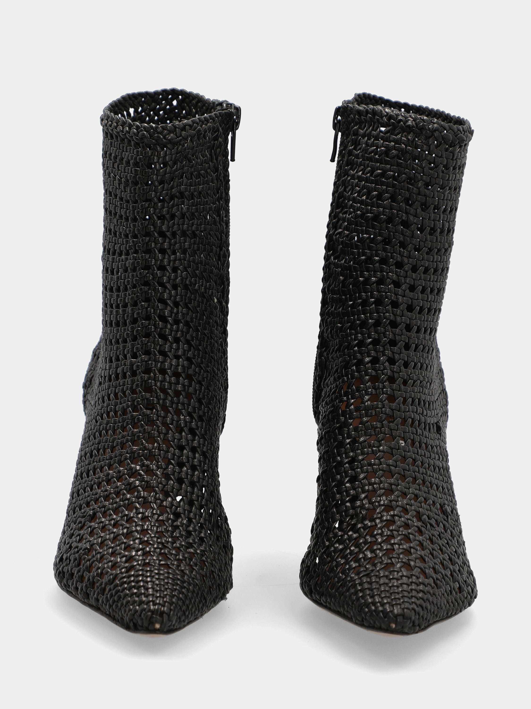 Black nappa ankle boot with hammer heel