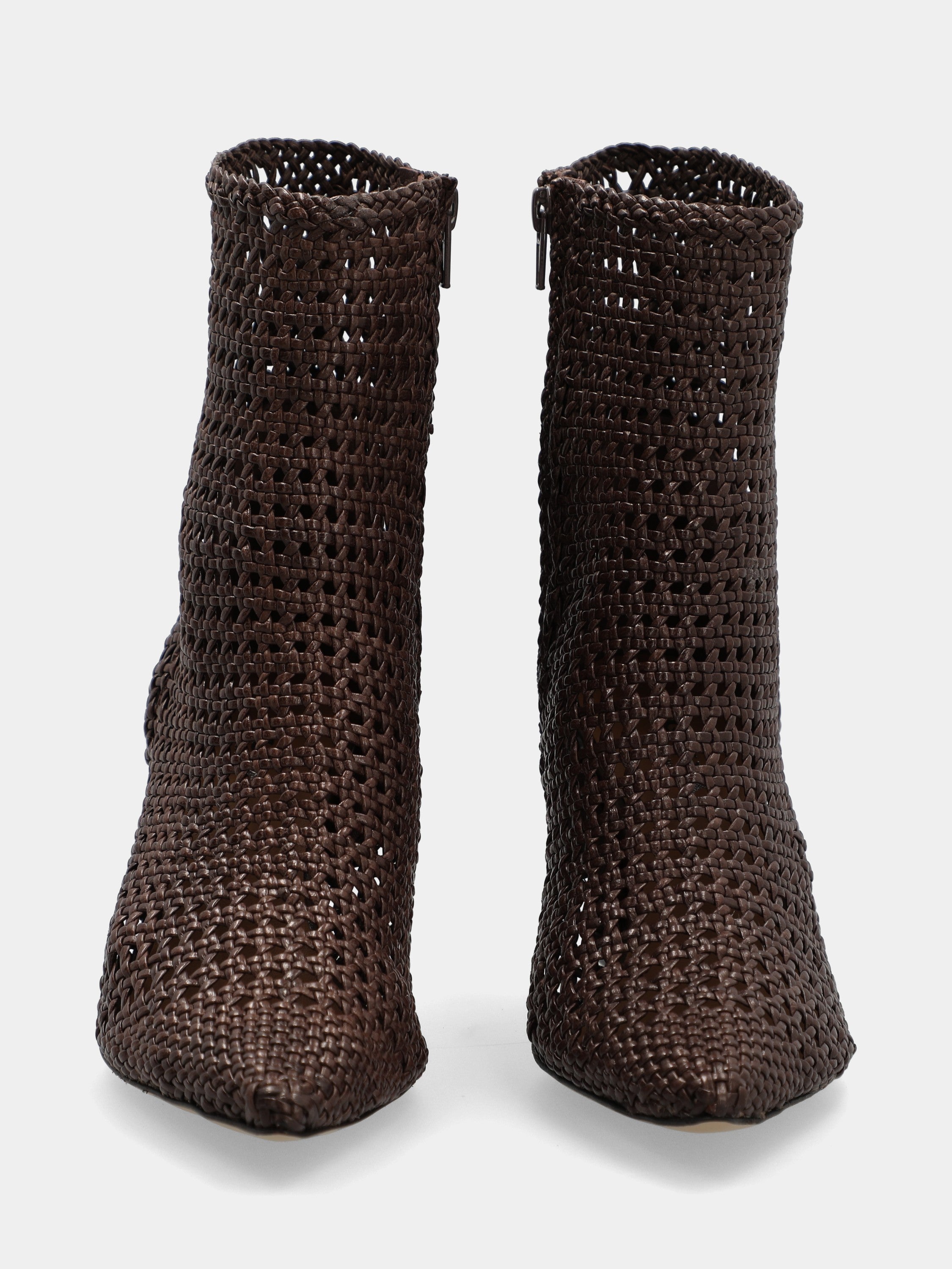 Nappaleder-Stiefelette in Dunkelbraun mit Hammerabsatz