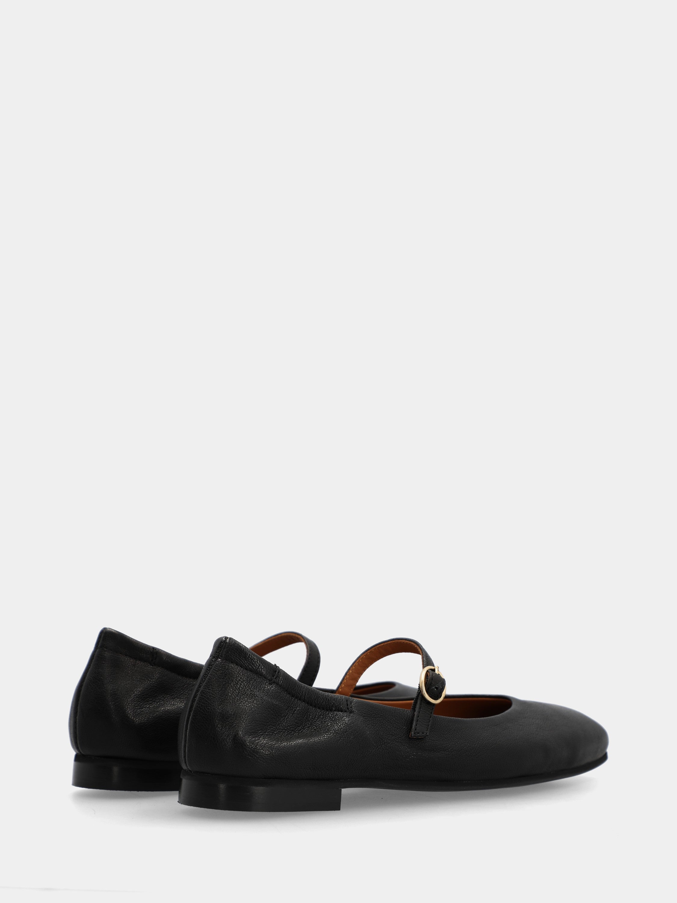 Ballet flat Mary Jane in black calfskin with sacchetto construction