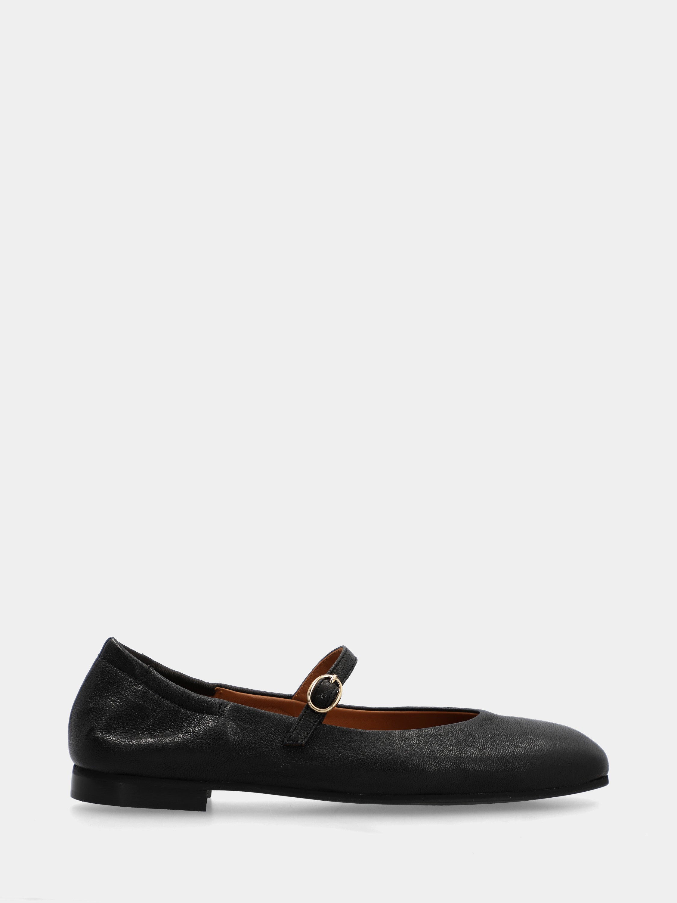 Ballet flat Mary Jane in black calfskin with sacchetto construction