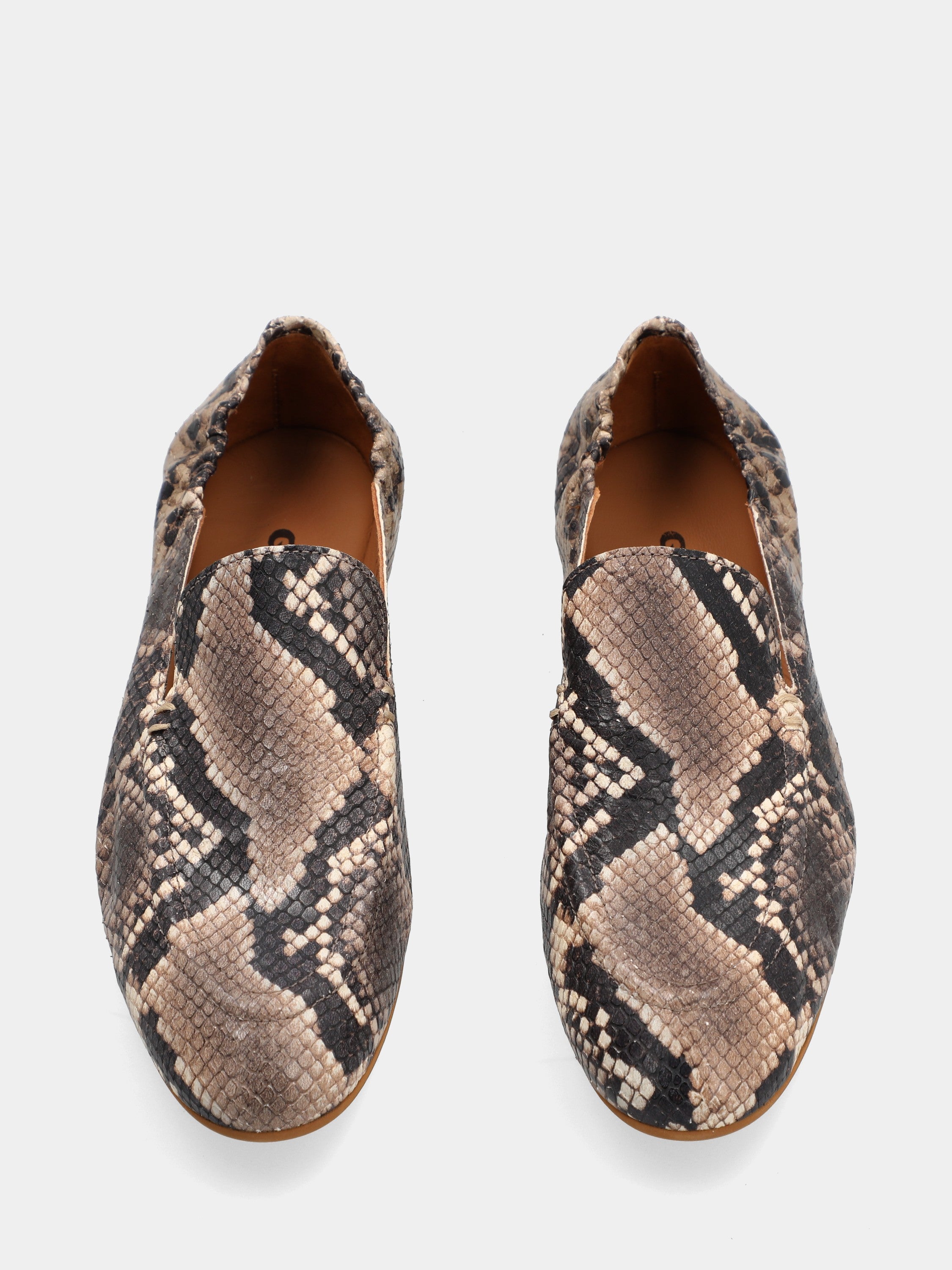Mocassino in vitello stampato pitone beige