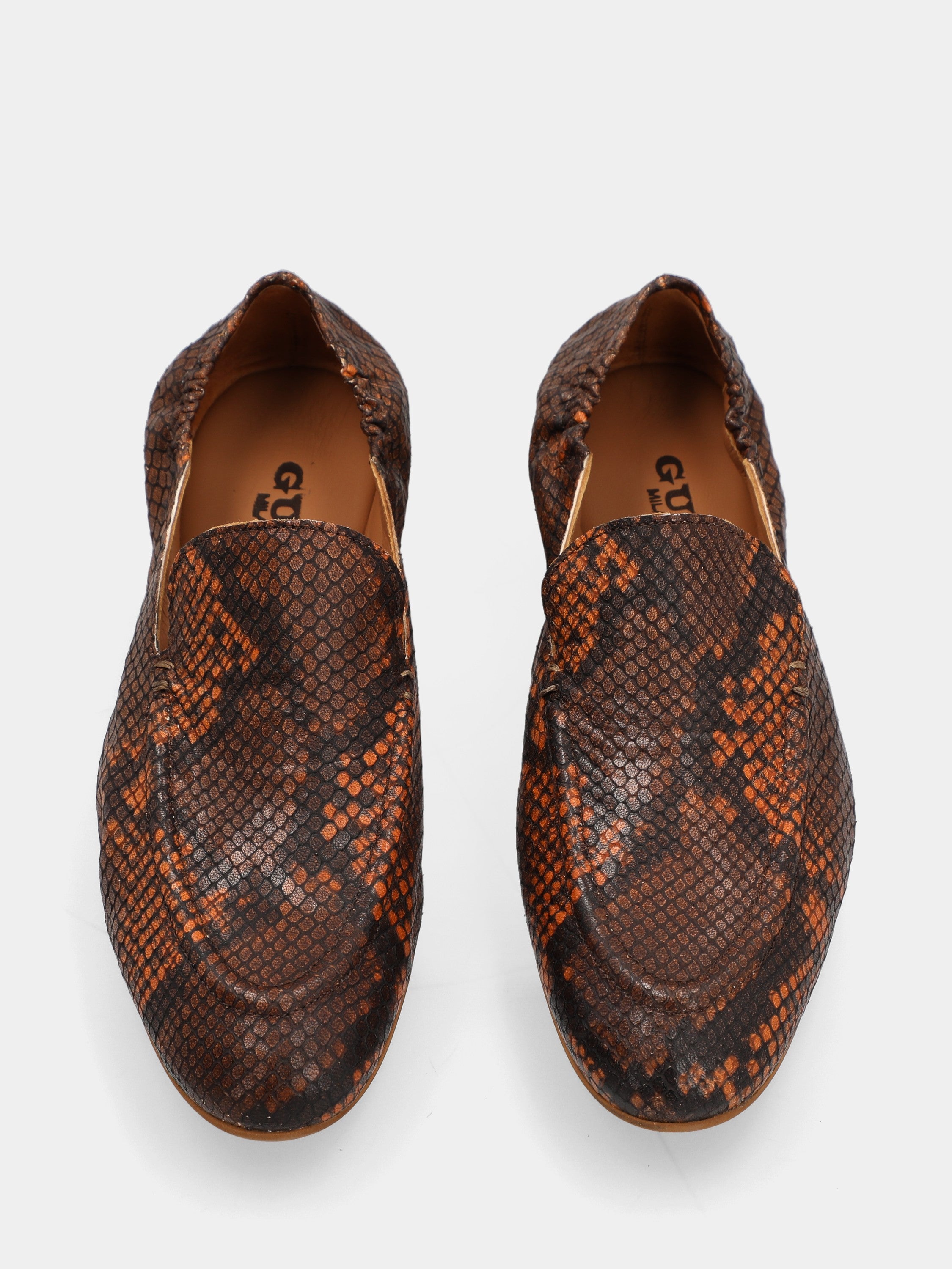 Mocassino in vitello stampato pitone color cuoio