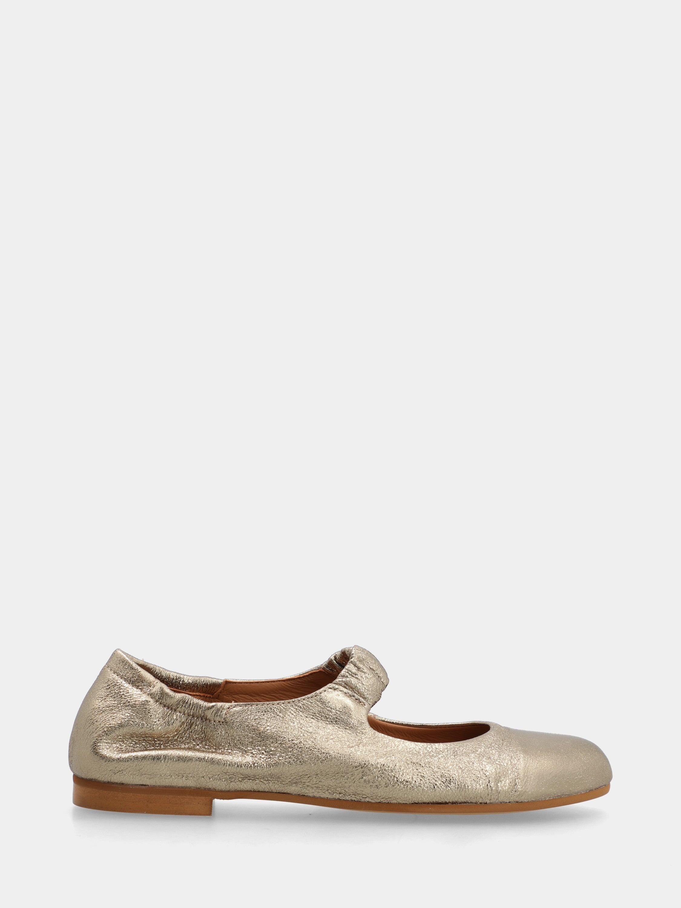 Sacchetto-constructed silver calfskin ballet flat with elastic strap
