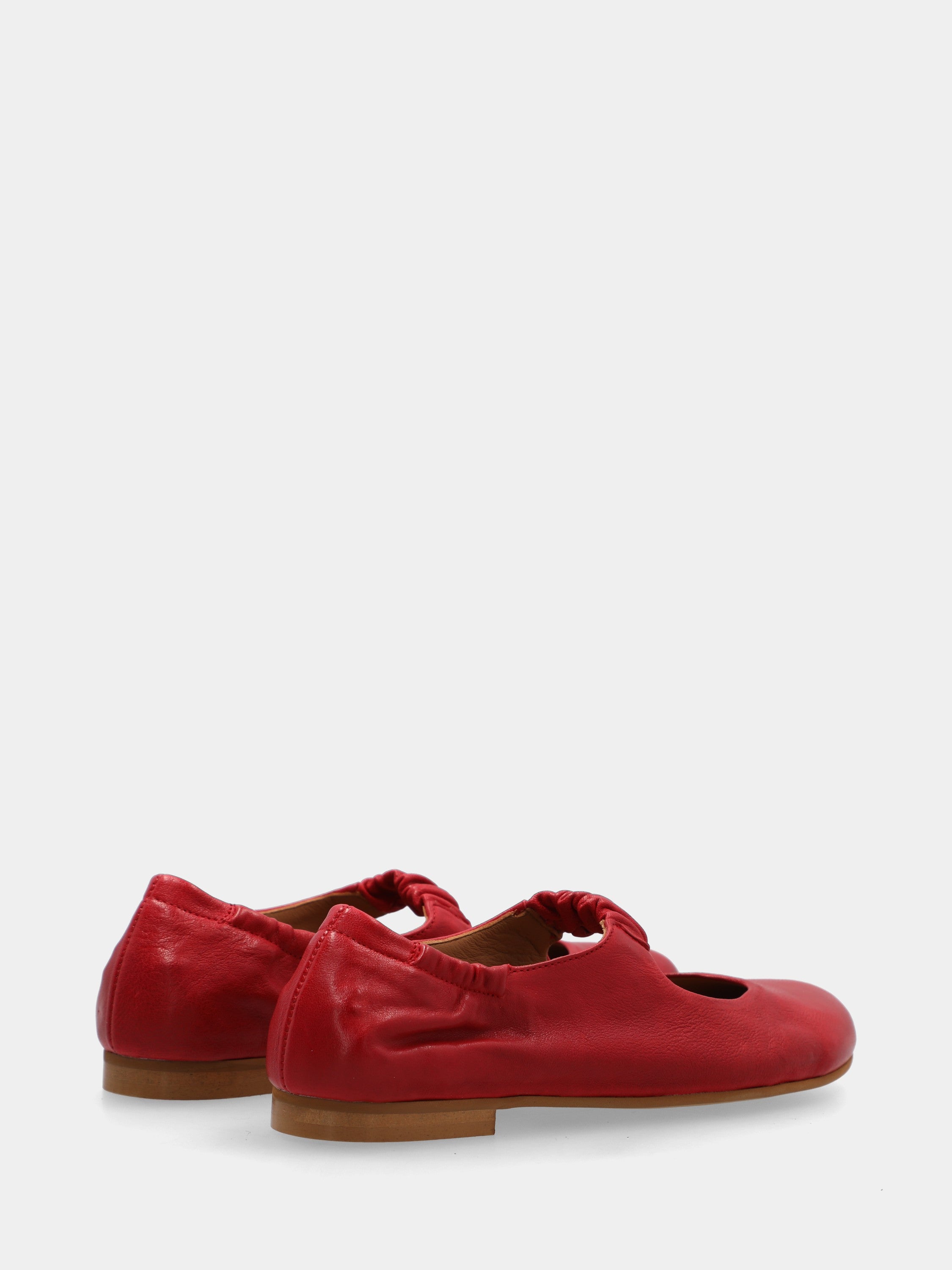 Ballerina a sacchetto in vitello rosso con cinturino elastico