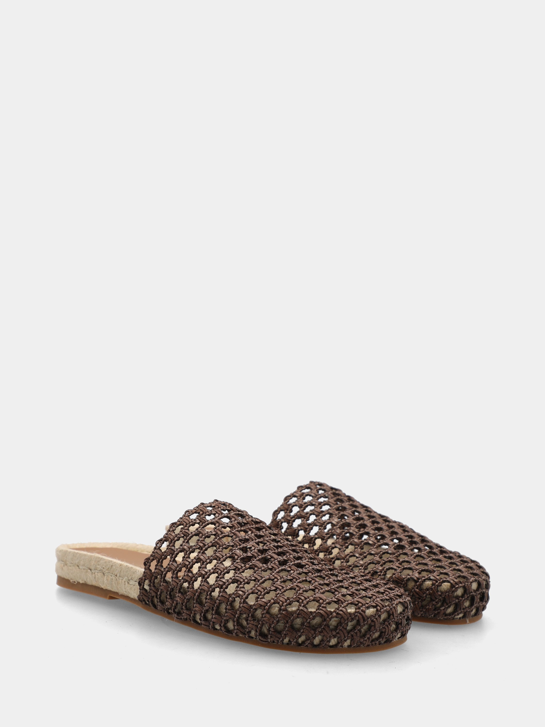 Sabot in yuta marrone con platform in corda