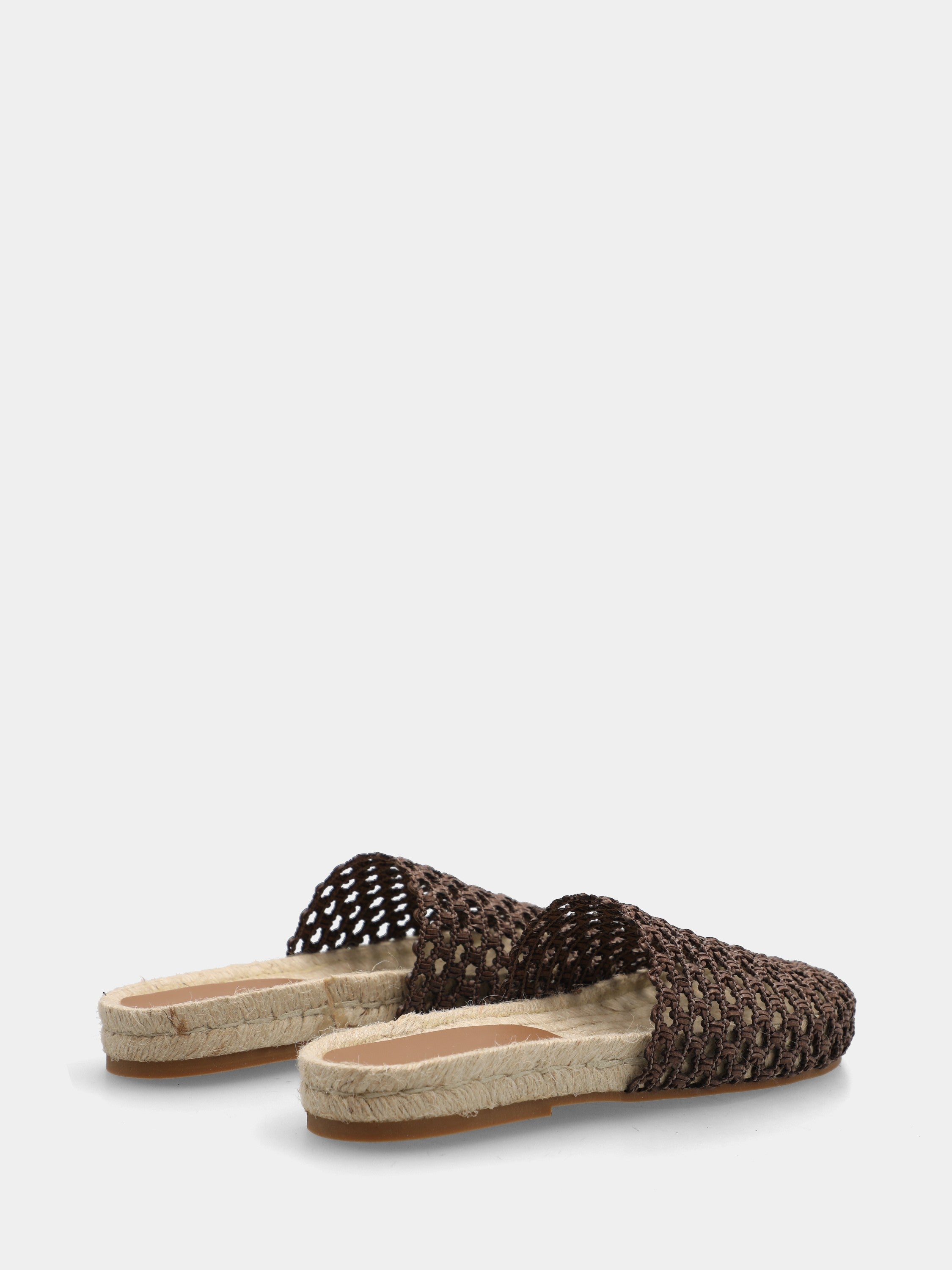 Sabot in yuta marrone con platform in corda