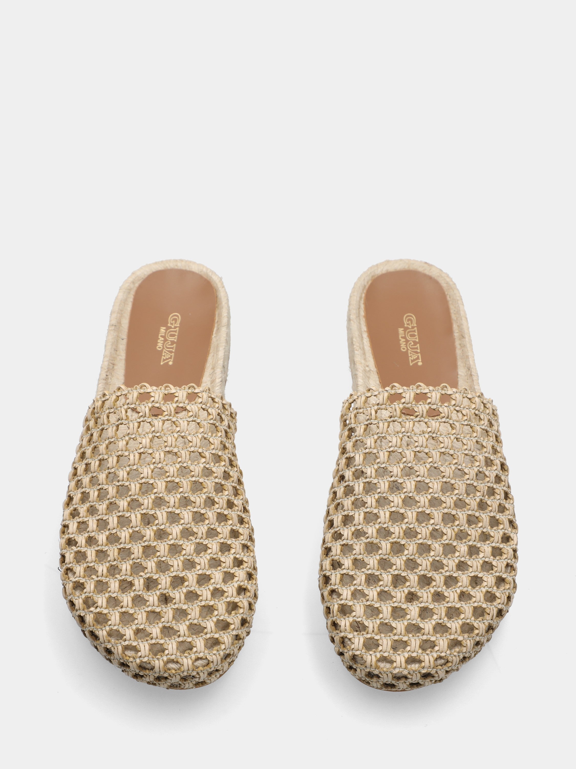 Sabot in yuta beige con platform in corda