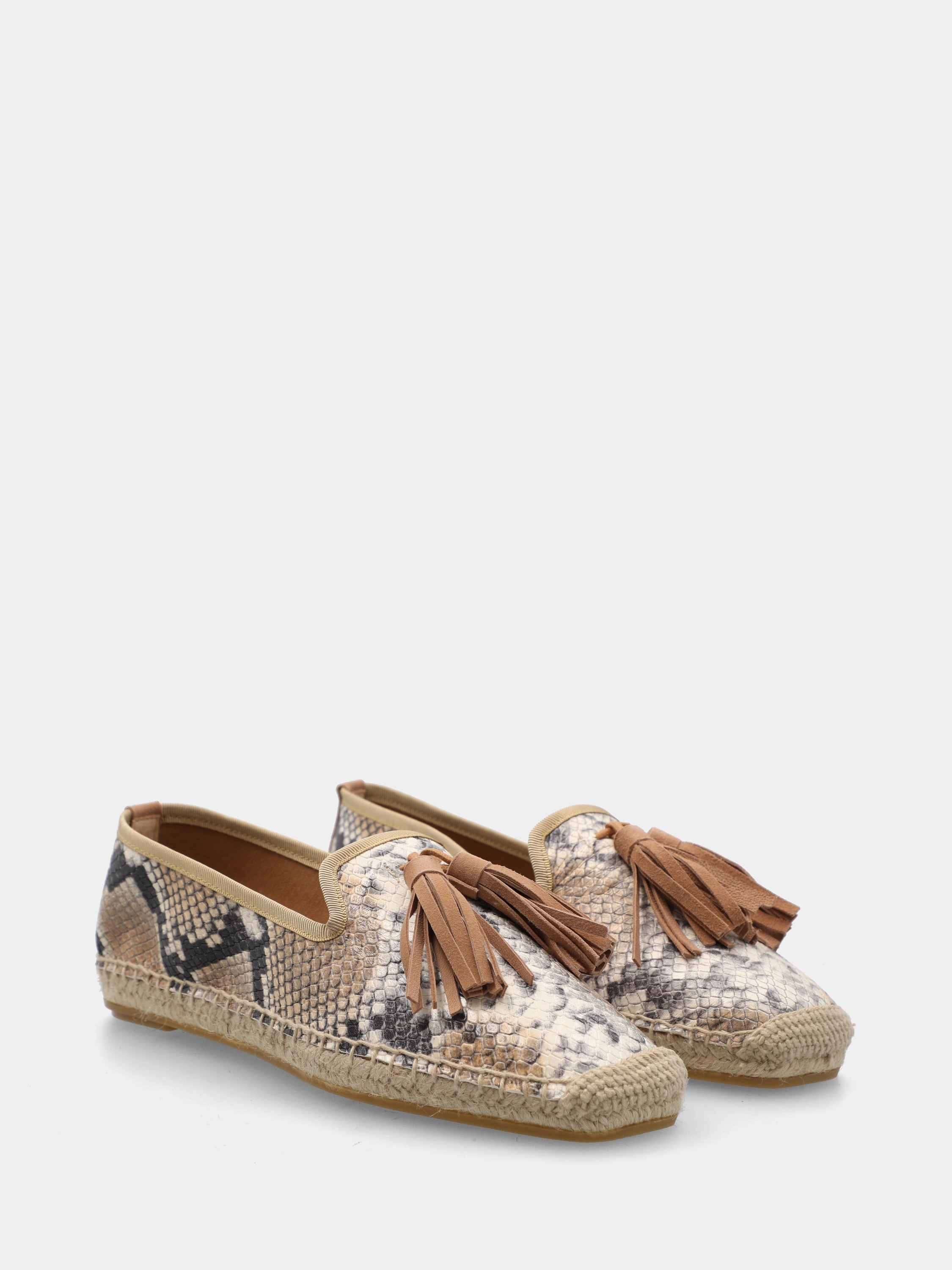 Espadrillas in vitello beige con nappine