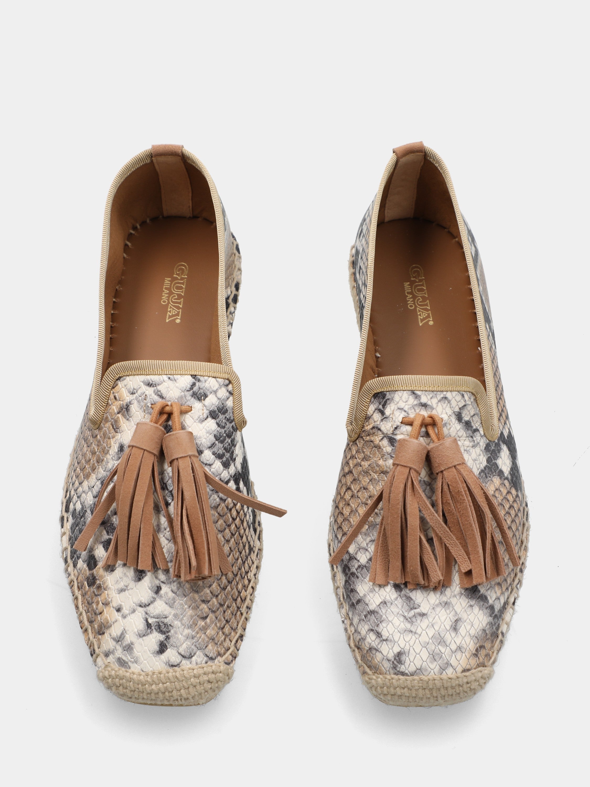 Espadrillas in vitello beige con nappine