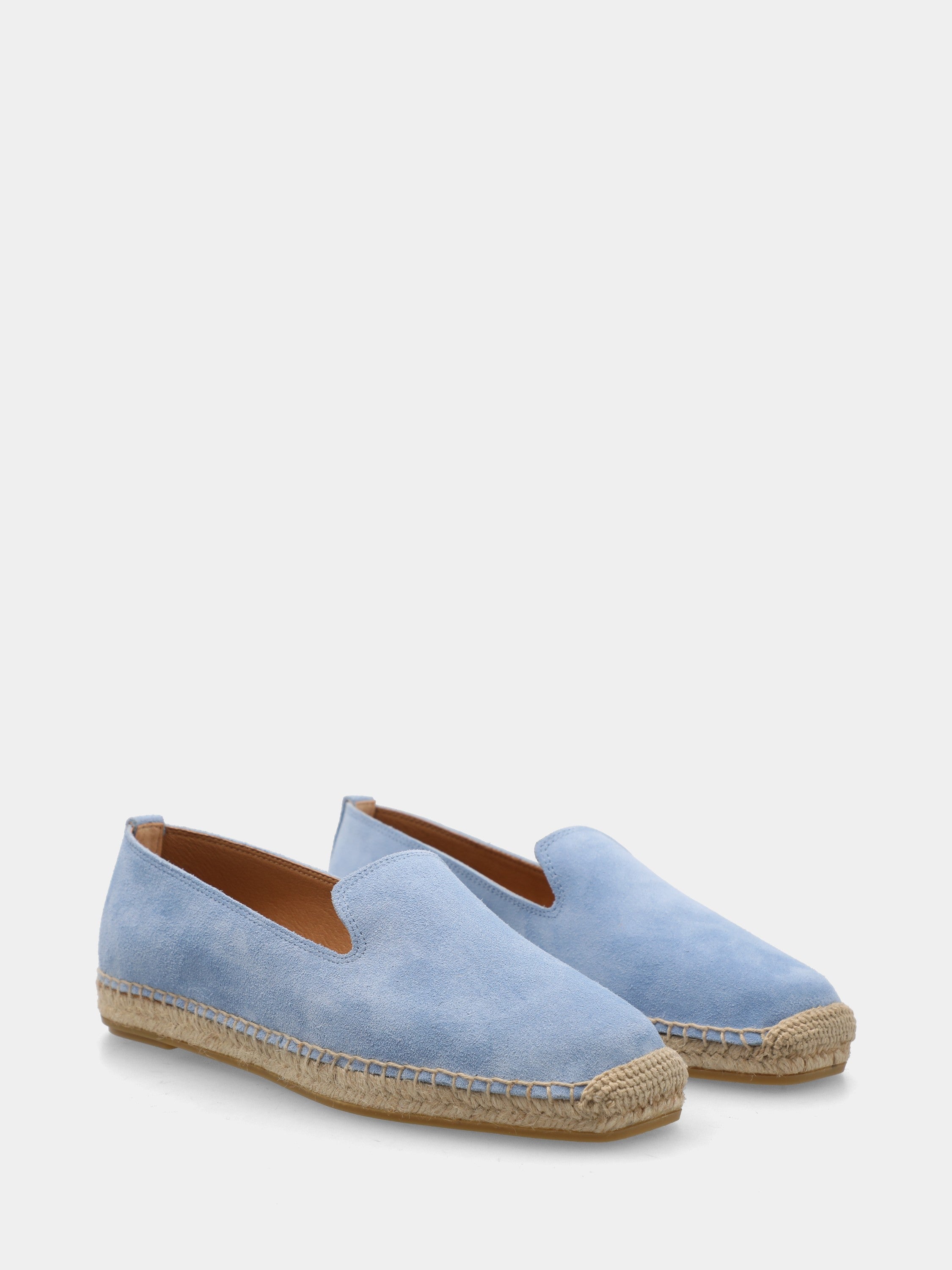 Espadrillas in velour celeste con platform in corda