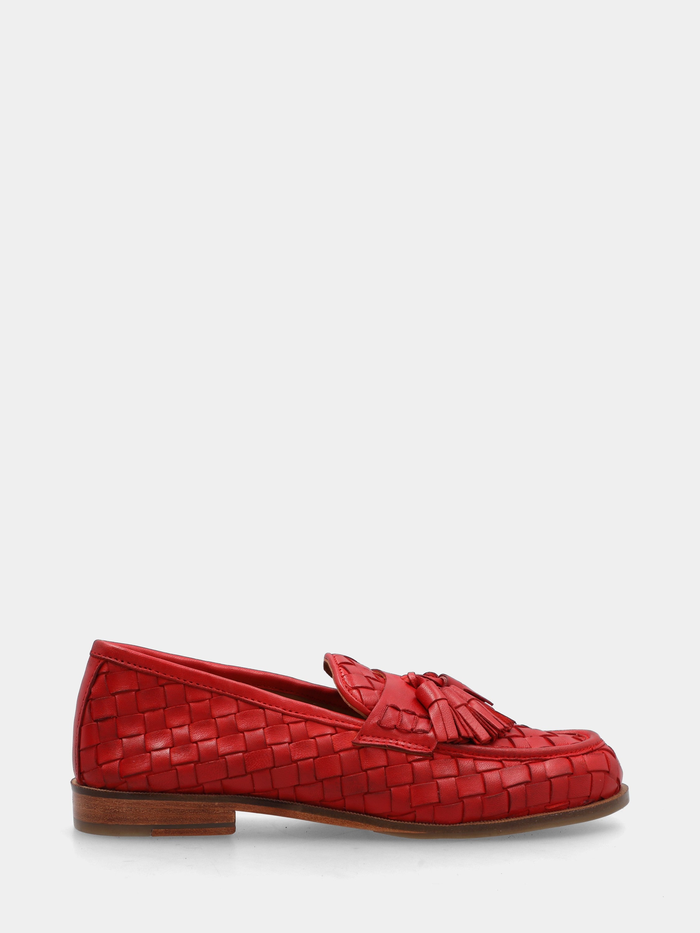 Mocassino in nappa rosso intrecciata
