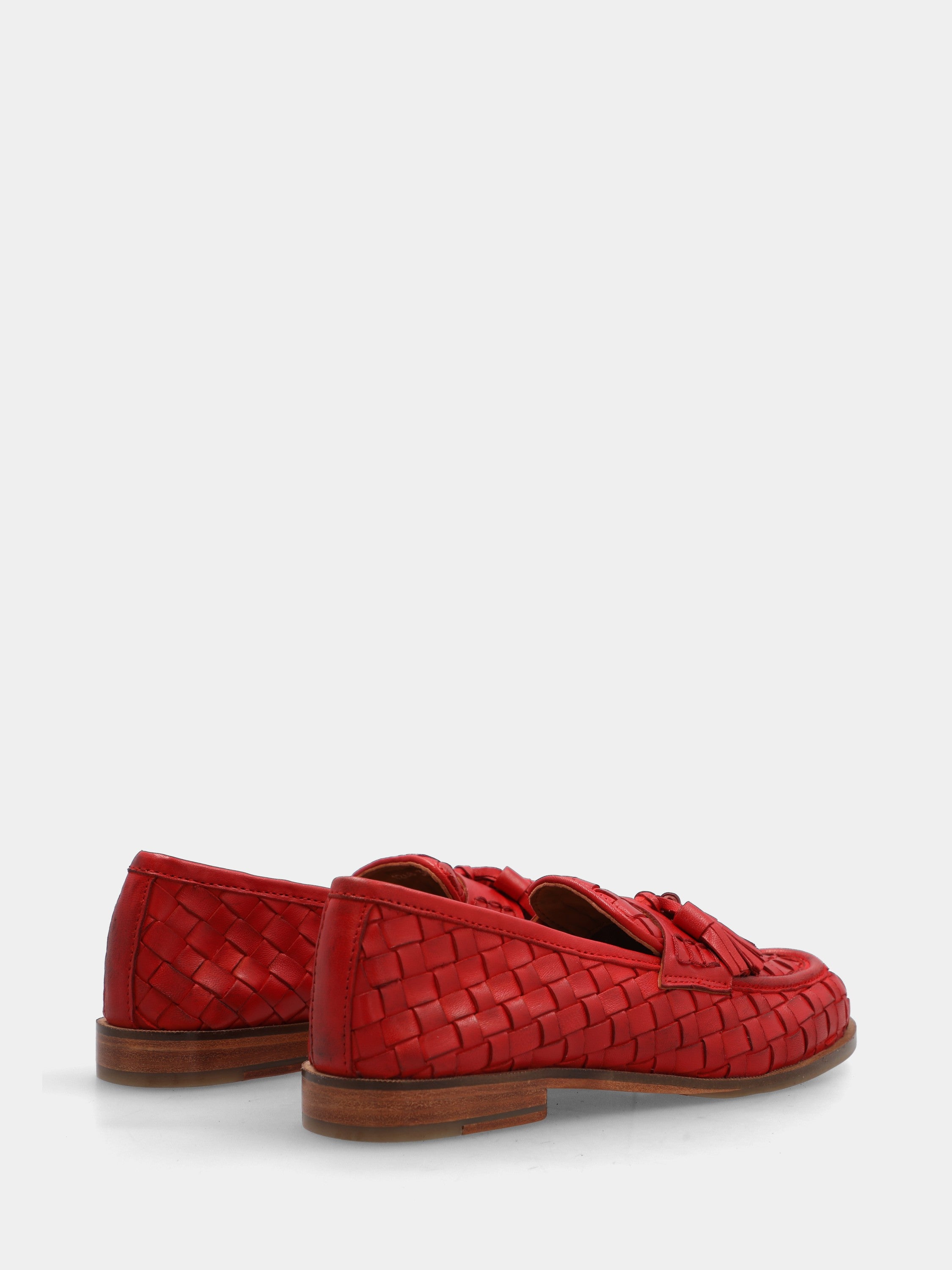 Mocassino in nappa rosso intrecciata