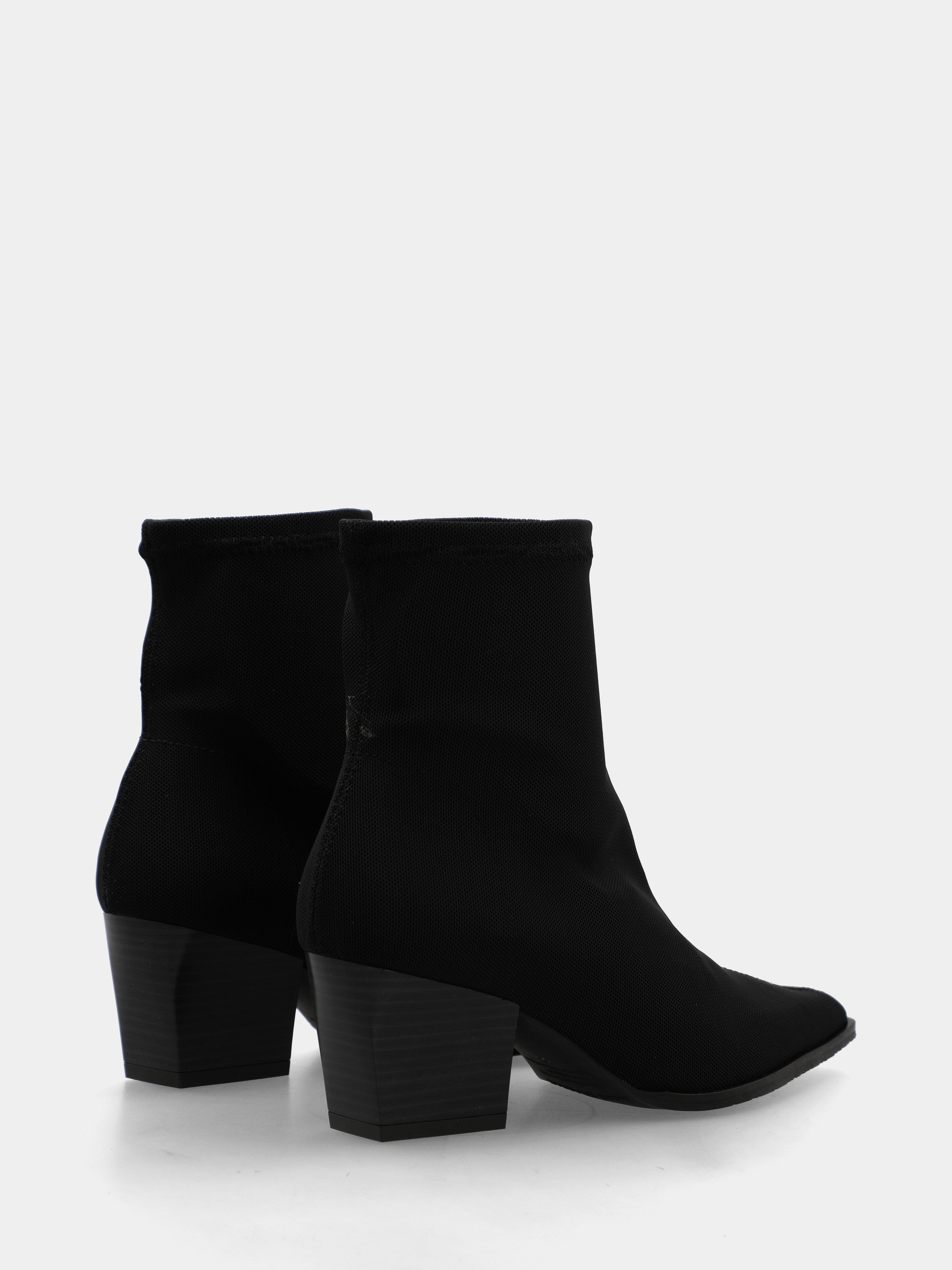 Cowboystiefeletten aus schwarzem elastischem Stoff mit quadratischer Spitze