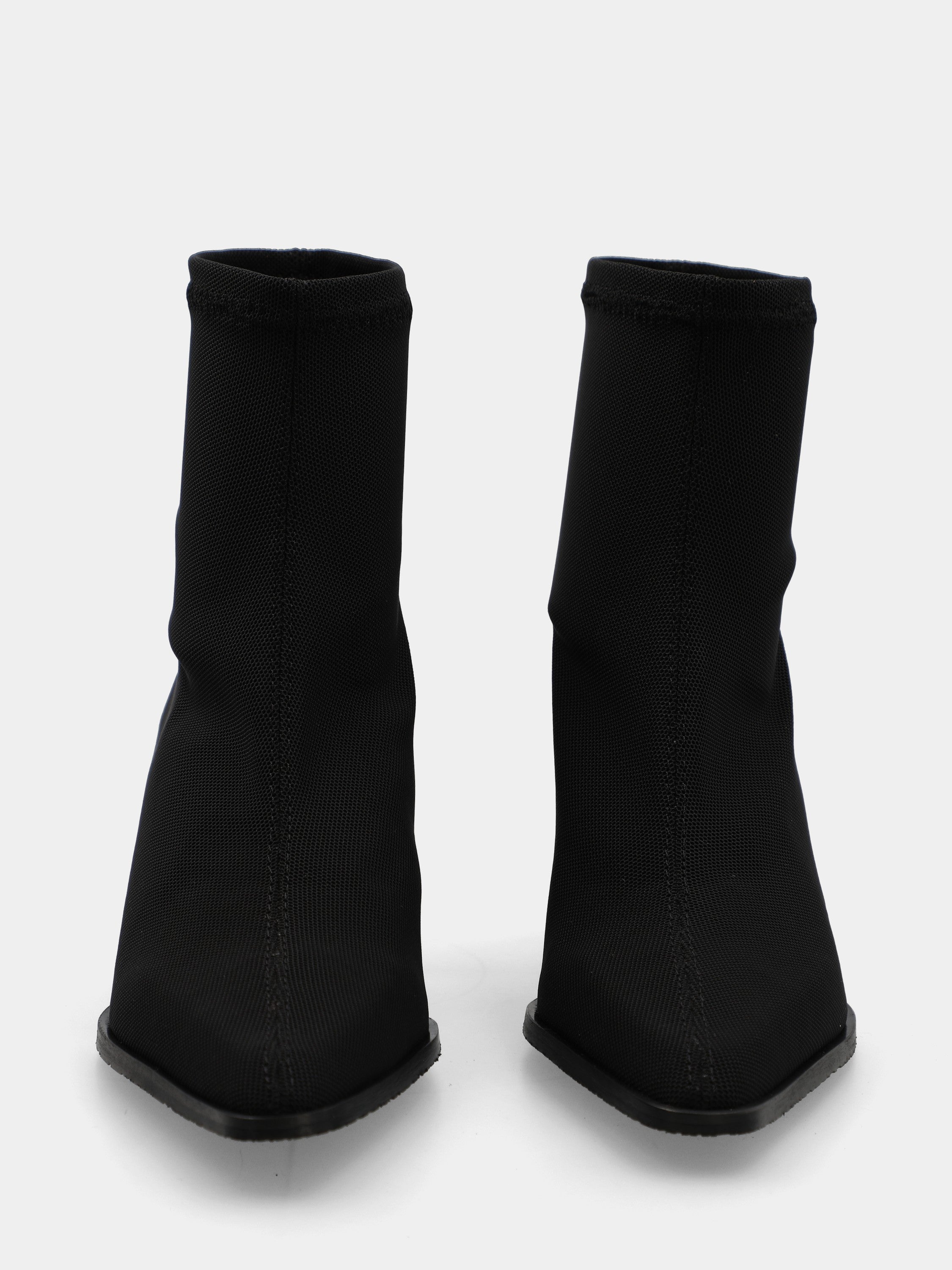Cowboystiefeletten aus schwarzem elastischem Stoff mit quadratischer Spitze